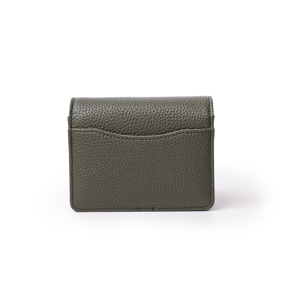 Pebble Mini Wallet on Chain Olive Green Luxury Vegan Leather Crossbody