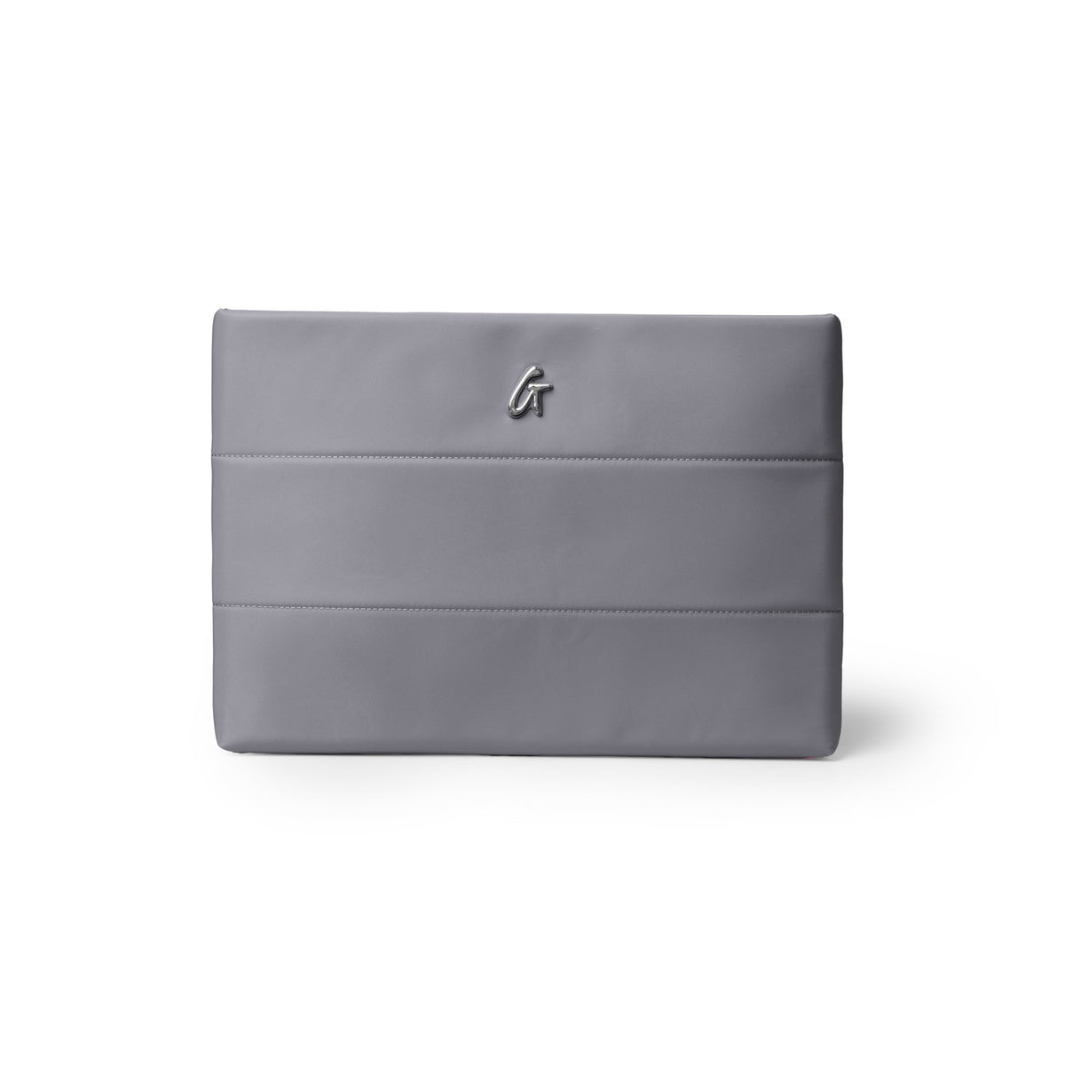 Gray nylon laptop sleeve with a sleek design and subtle logo, perfect for stylish protection of your device.