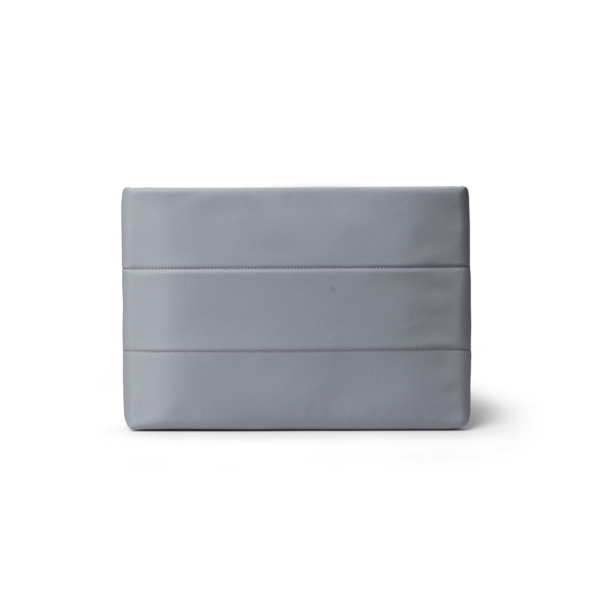 Gray nylon laptop sleeve with a sleek design, featuring subtle stitching for a modern, stylish look.