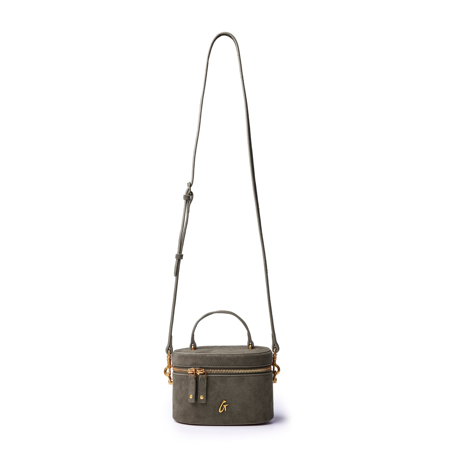 MINI SUEDE VANITY BAG - OLIVE GREEN