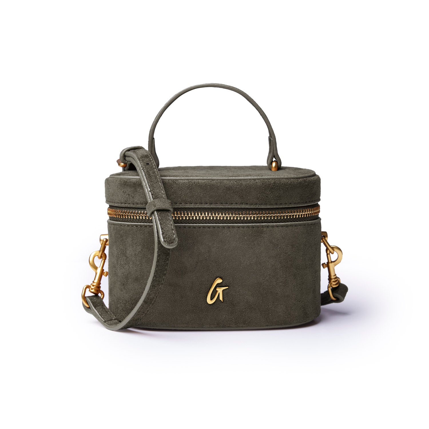 MINI SUEDE VANITY BAG - OLIVE GREEN