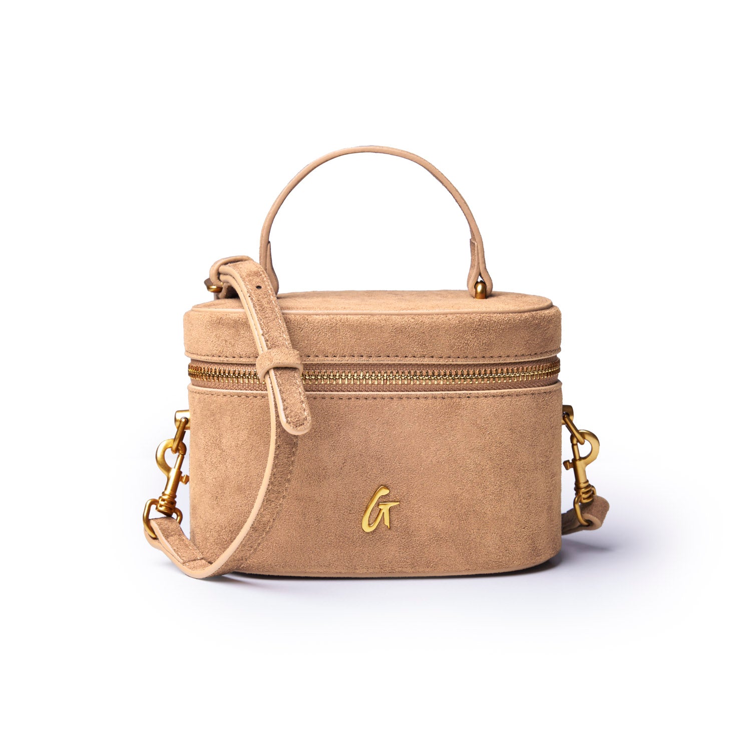 MINI SUEDE VANITY BAG - TAN