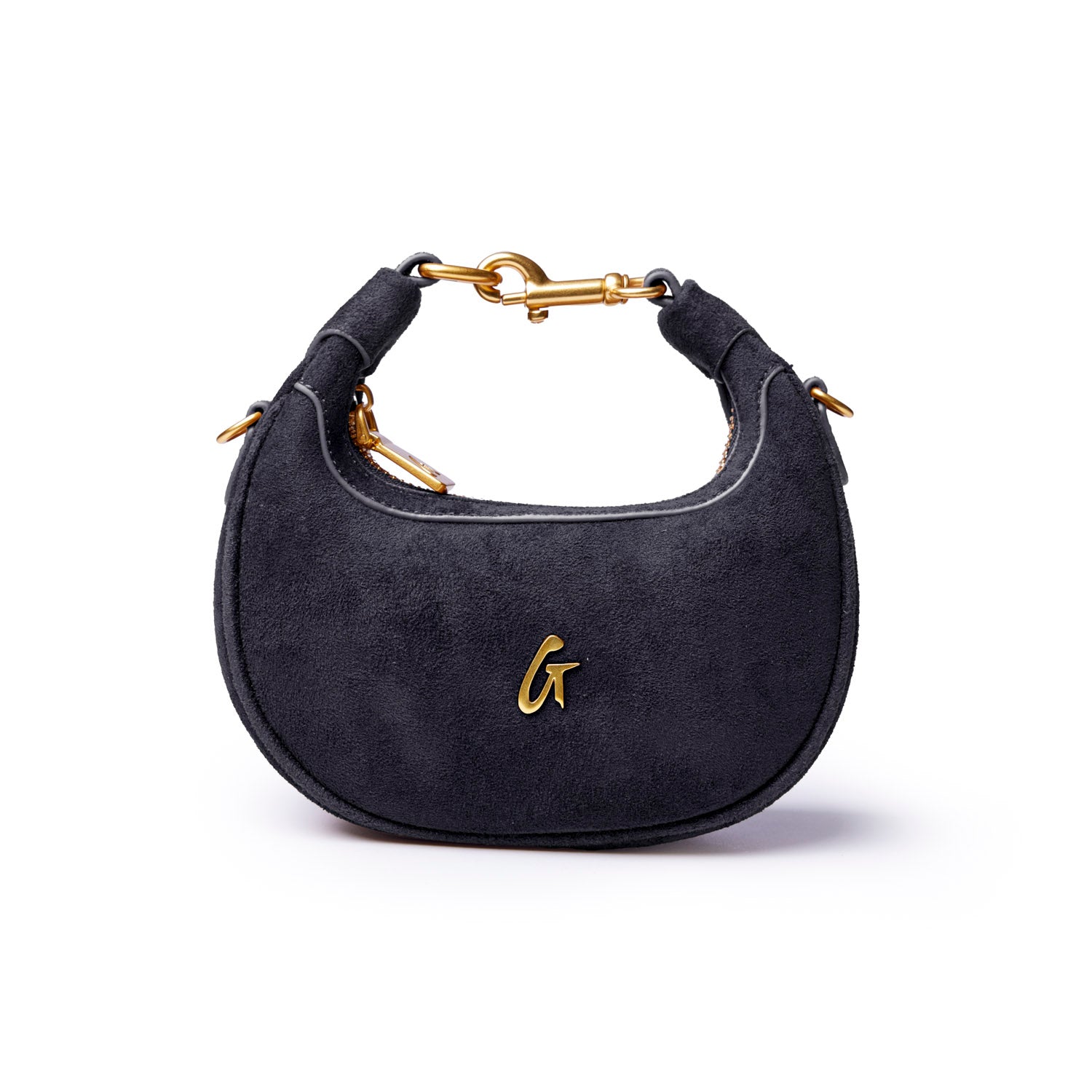 NANO SUEDE HOBO BAG - BLACK