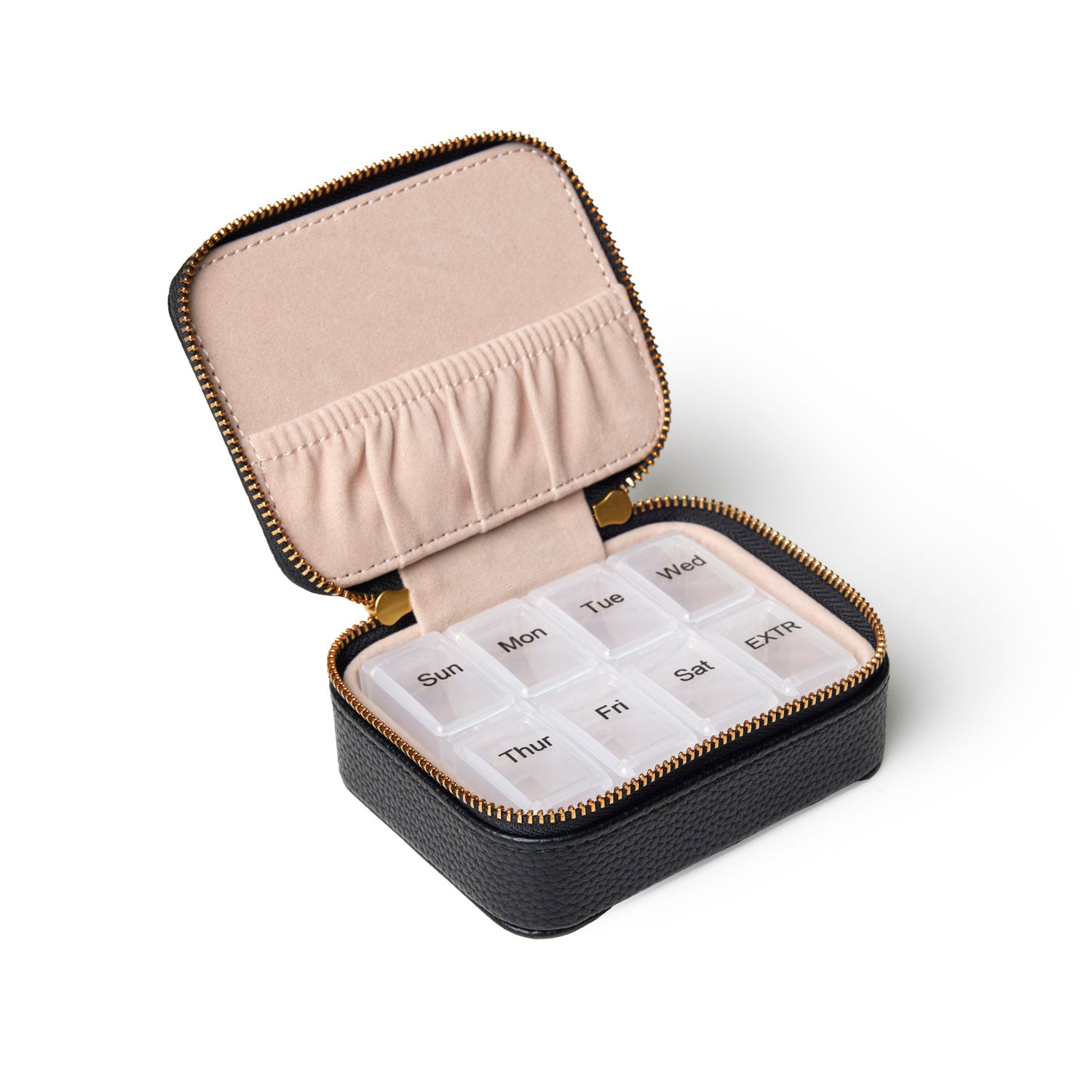 Pebble Pill Case - Black | Durable Vegan Leather | Compact