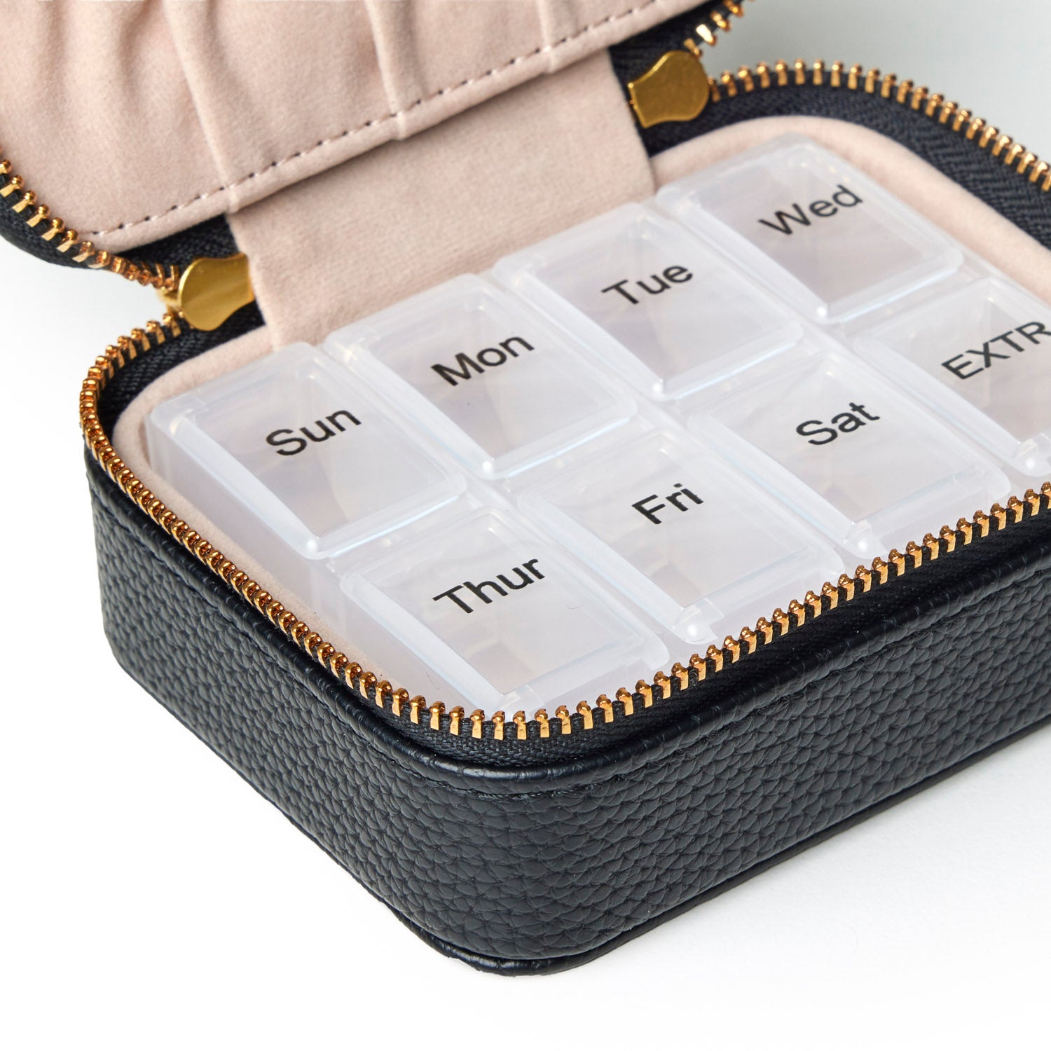 8LOME ピルボックス pillbox cap 円堂守 ストリートシック Pebble Pill Case - Black | Durable Vegan Leather | Compact
