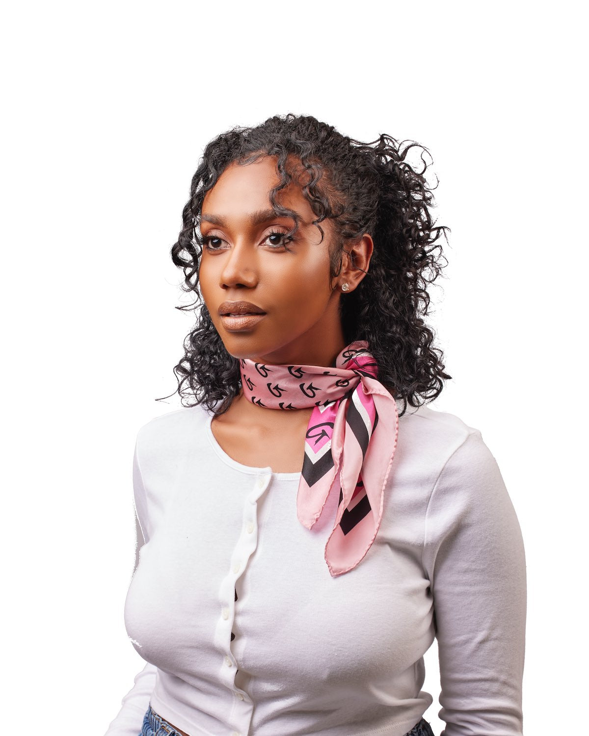 MEDIUM MONOGRAM SILK SCARF - PINK