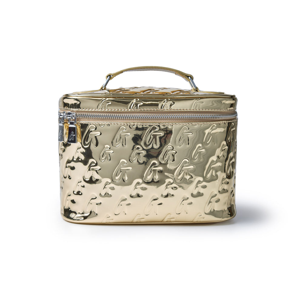 Large Metallic Monogram Toiletry Bag | Metallic Gold | Travel Case for ...