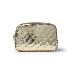 MONOGRAM SMALL COSMETIC TOILETRY BAG METALLIC GOLD