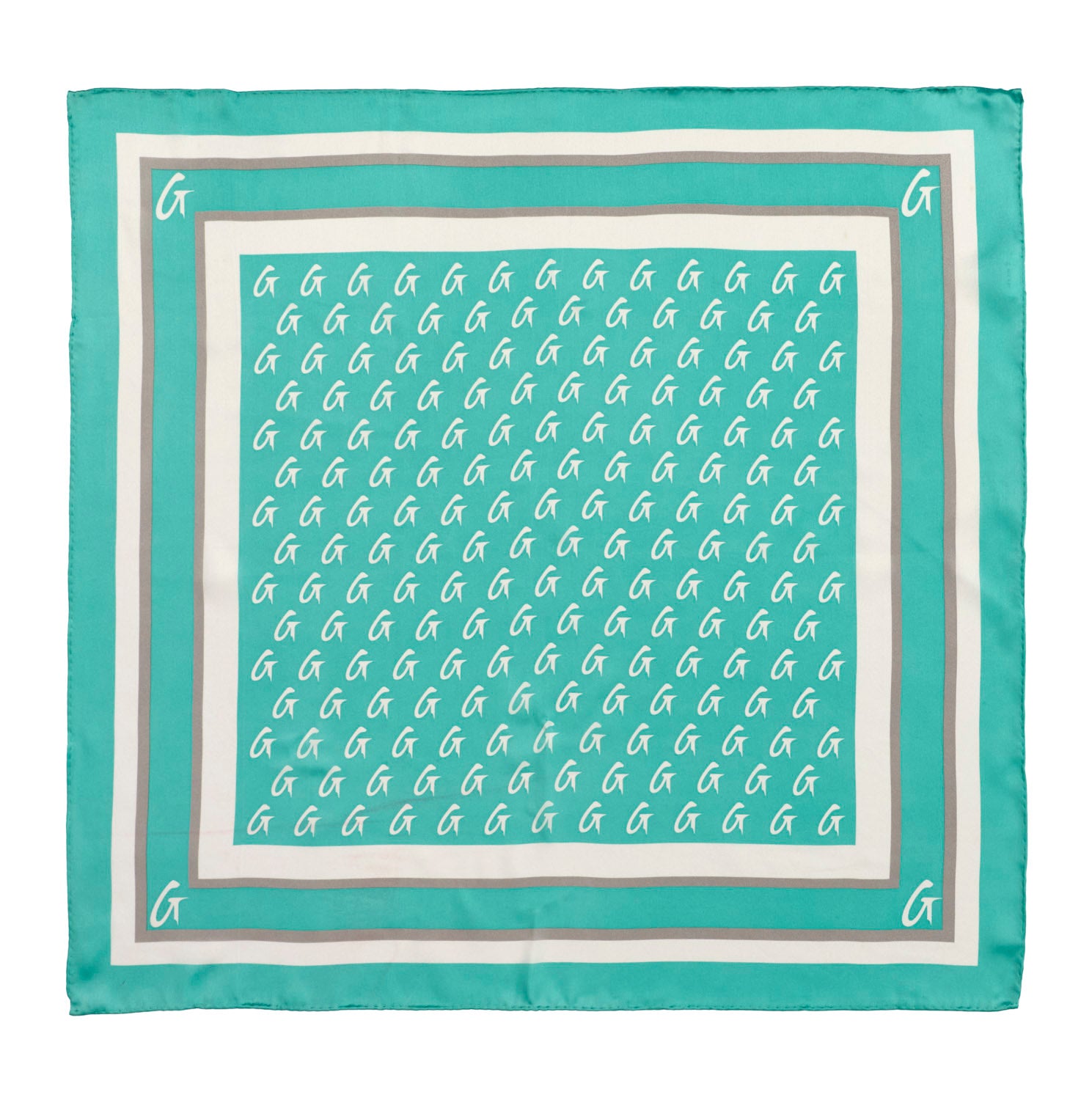 MEDIUM MONOGRAM SILK SCARF - TEAL