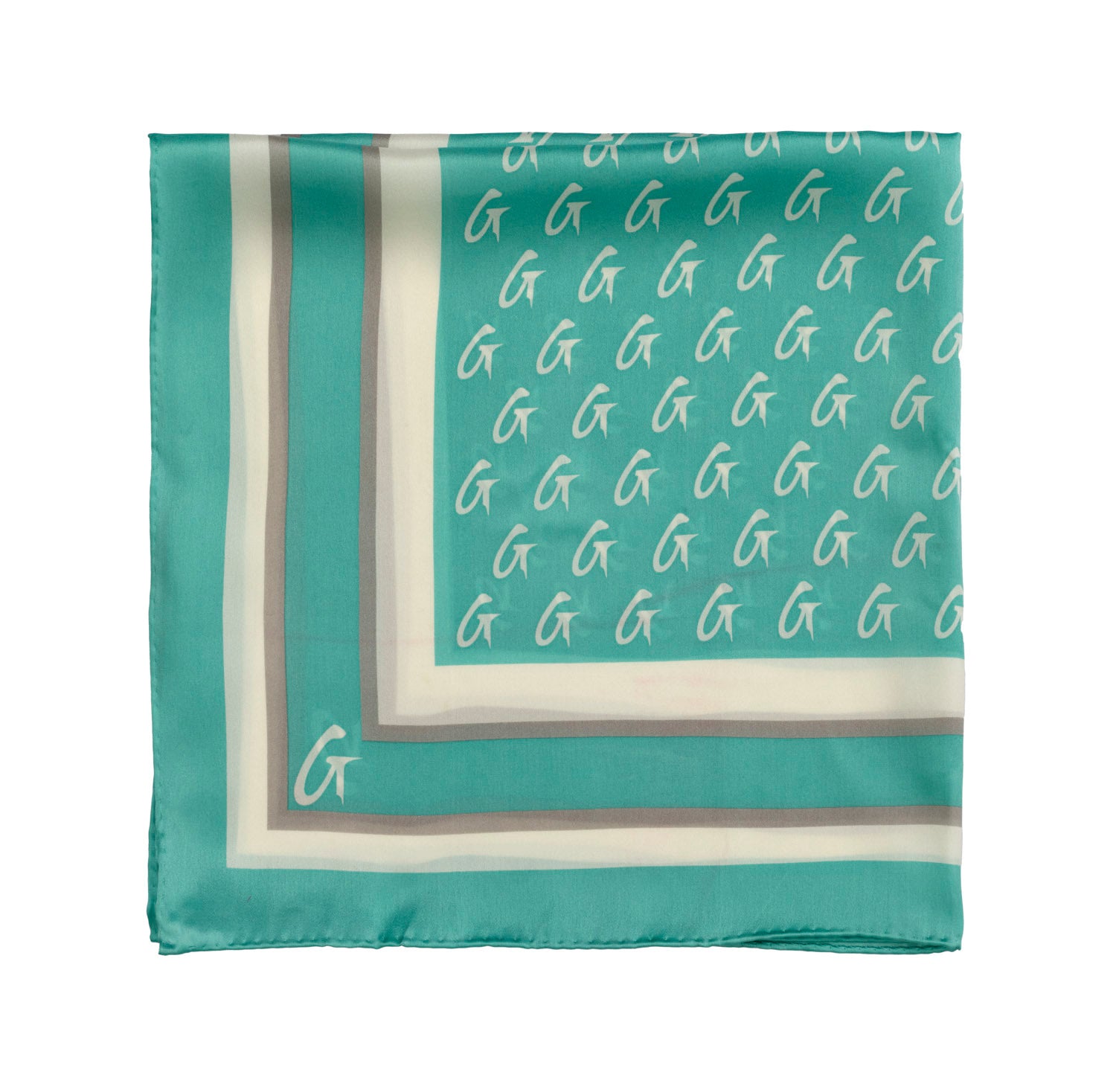 LARGE MONOGRAM SILK SCARF - TEAL