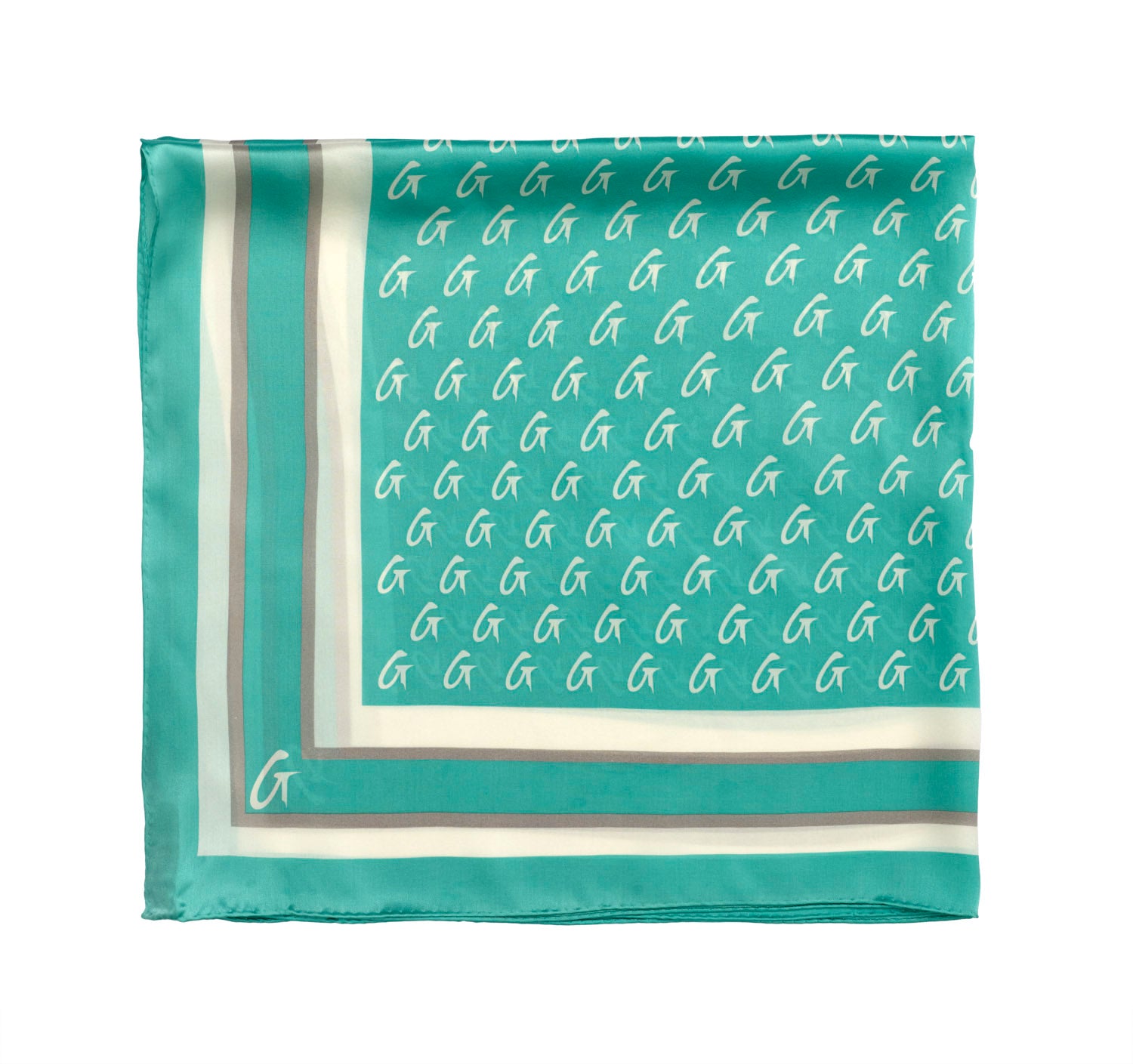 MEDIUM MONOGRAM SILK SCARF - TEAL