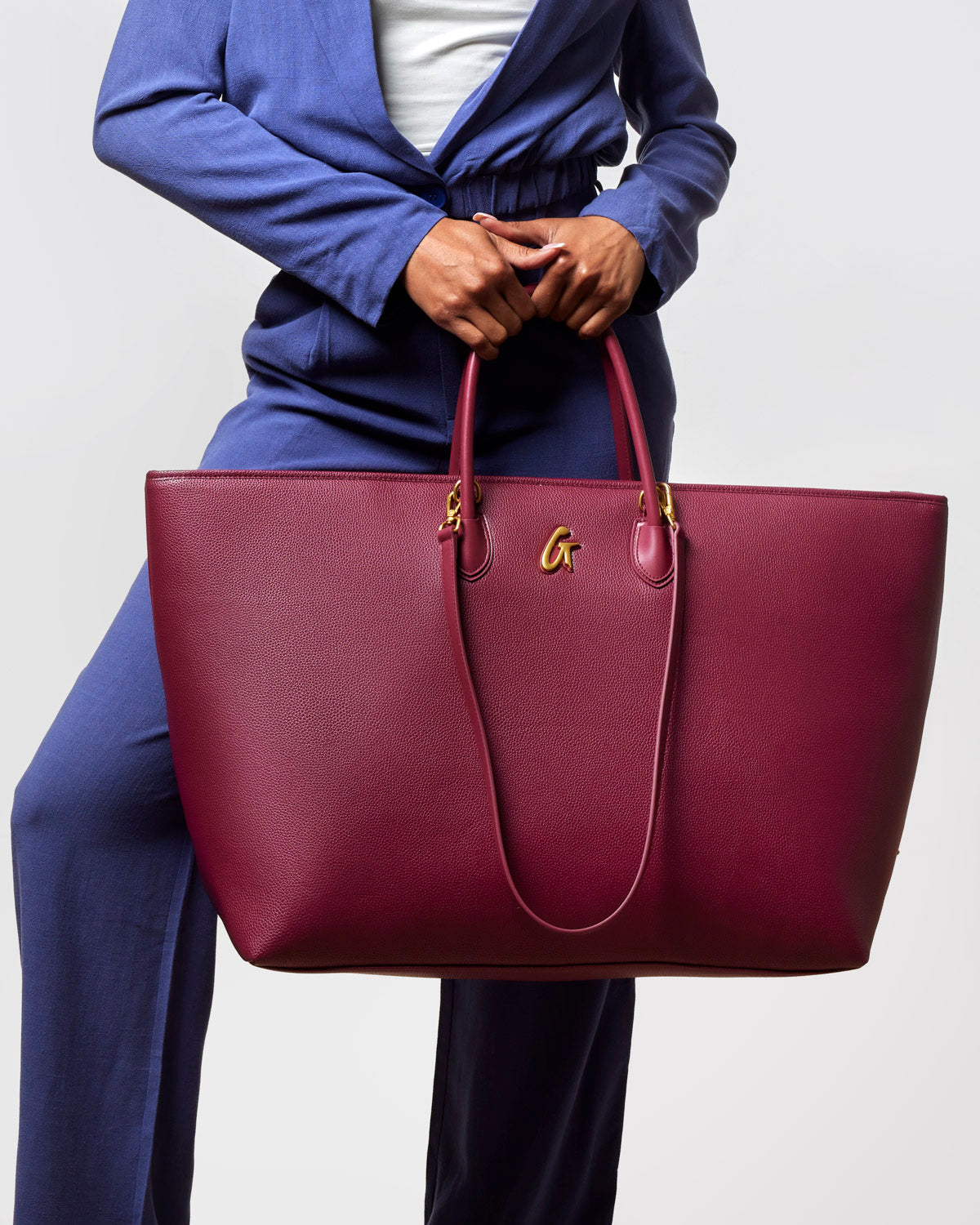 バッグ AWW magazine TOTE BIG BURGUNDY Jumbo Pebble Tote Bag | Burgundy | Premium Vegan Leather | Glam