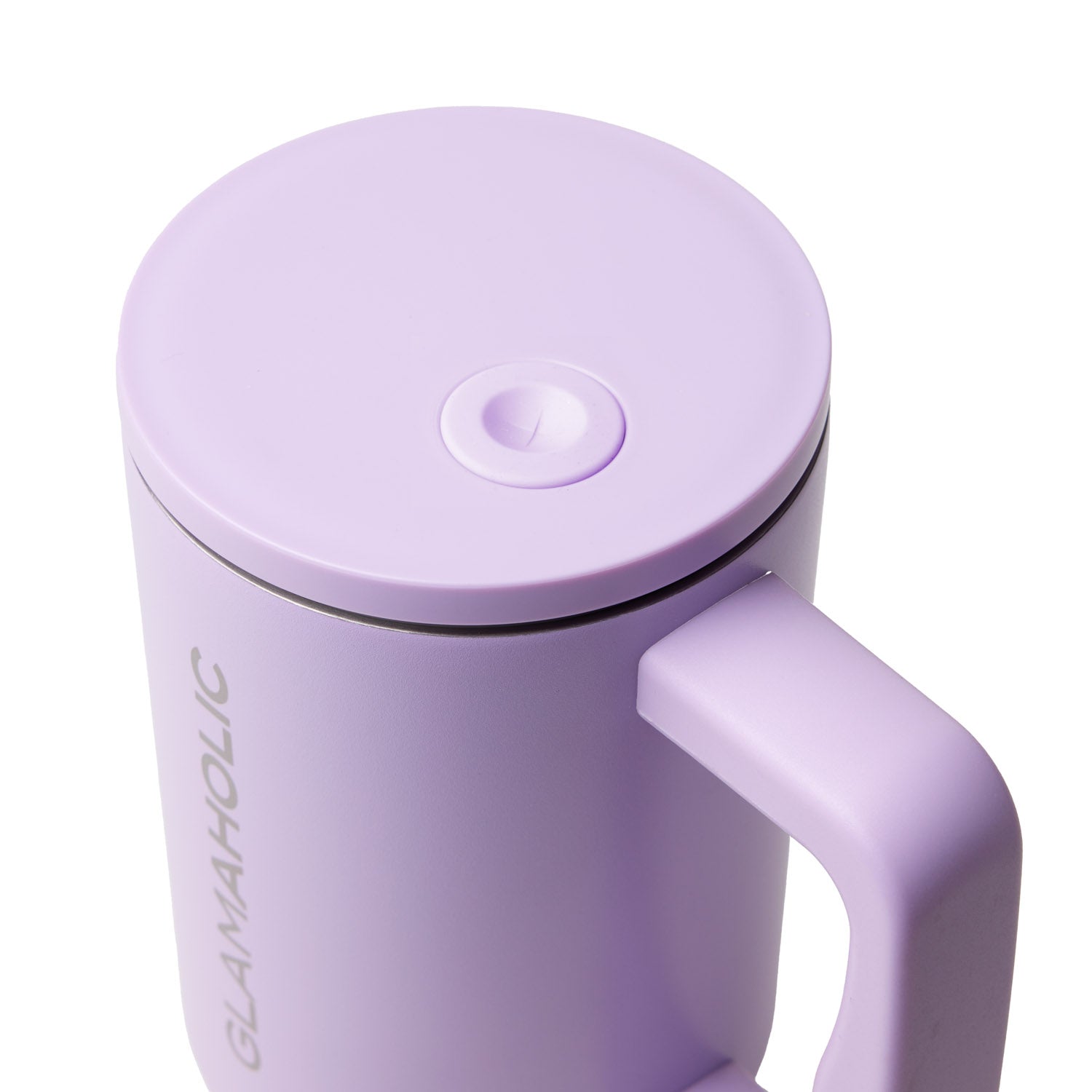 Purple athletic tumbler with a secure lid and ergonomic handle, perfect for on-the-go hydration.