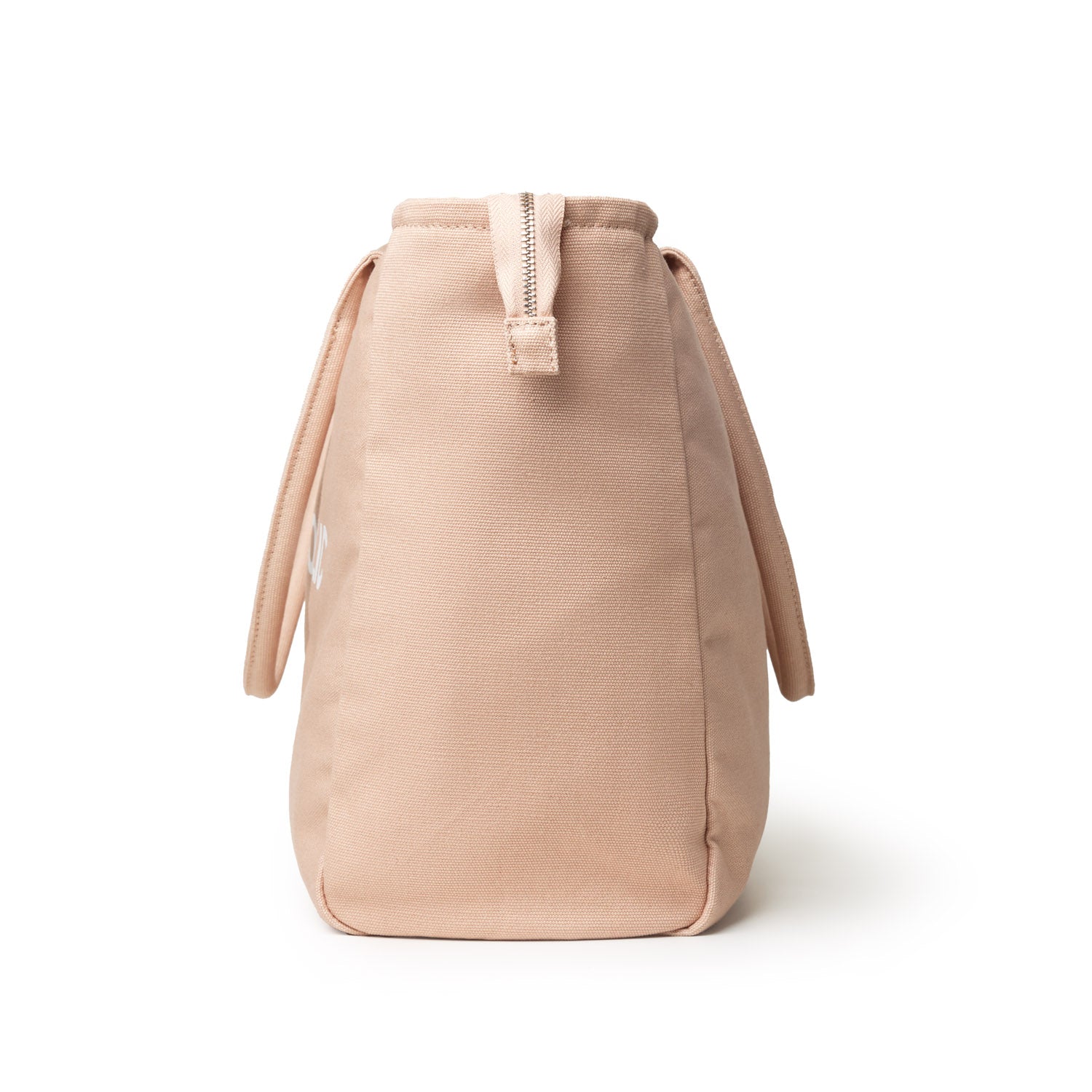 Nude athletic canvas tote with a zippered top and sturdy handles, ideal for gym or everyday use.