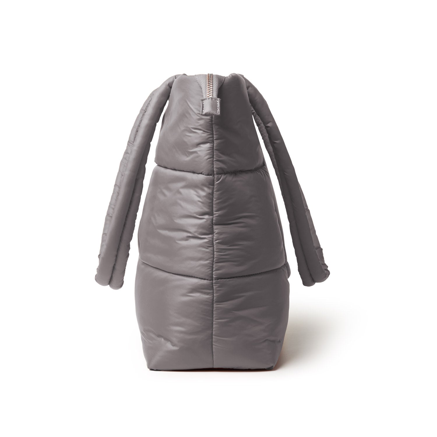 Gray athletic nylon tote with a sleek, padded design and two sturdy handles, ideal for workouts or casual outings.