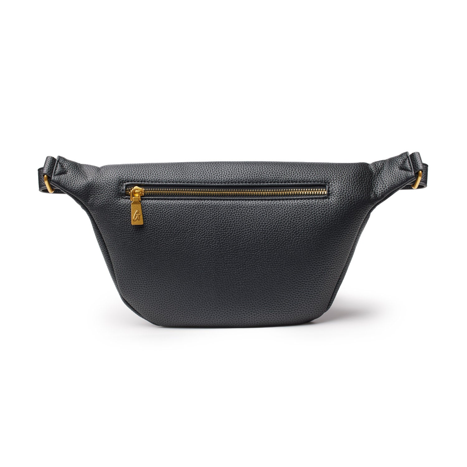 Black pebble-textured fanny pack with a front zipper pocket and gold hardware, part of the Pebble Fanny Pack Bundle.