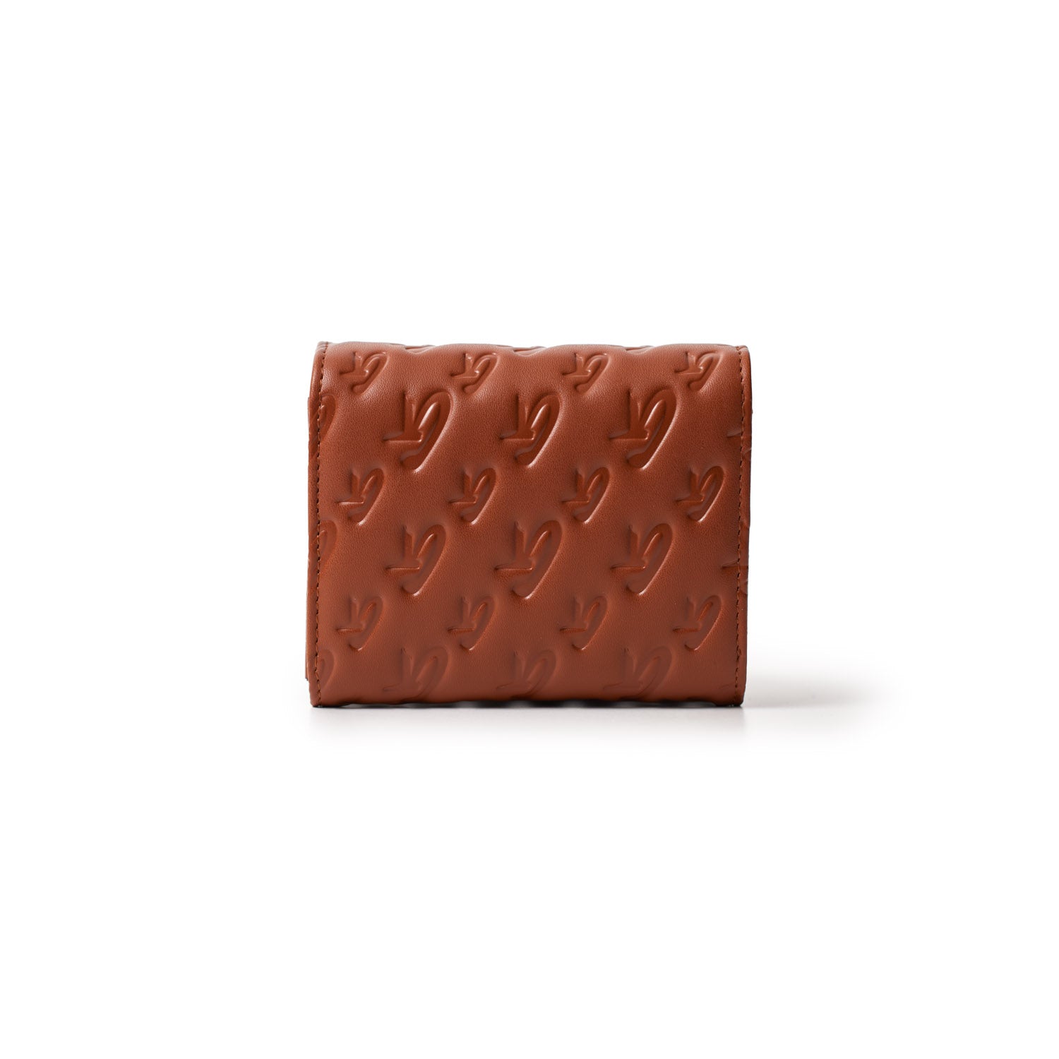 Brown Monogram Gold Compact WOC wallet with embossed logo pattern on smooth leather surface.