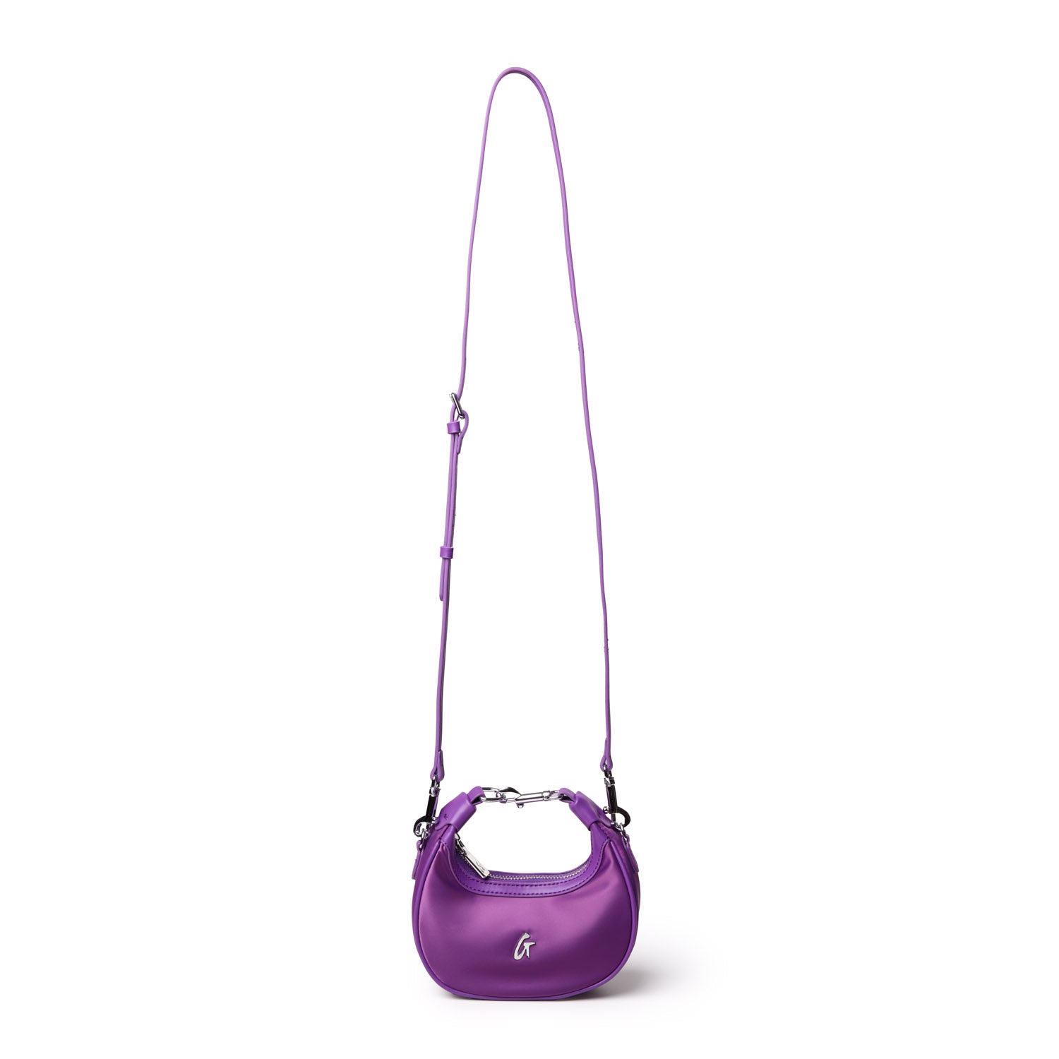 Purple NANO NYLON HOBO BAG with a sleek design and adjustable strap, perfect for stylish everyday use.