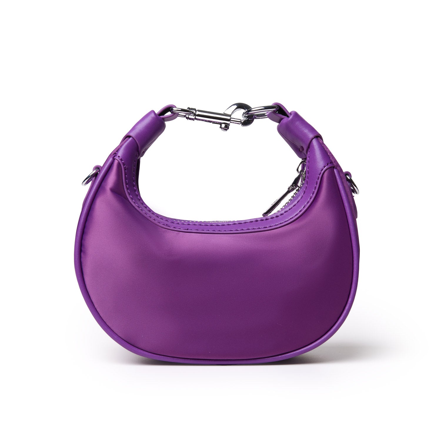 Purple nano nylon hobo bag with a sleek design and a sturdy handle, perfect for stylish everyday use.