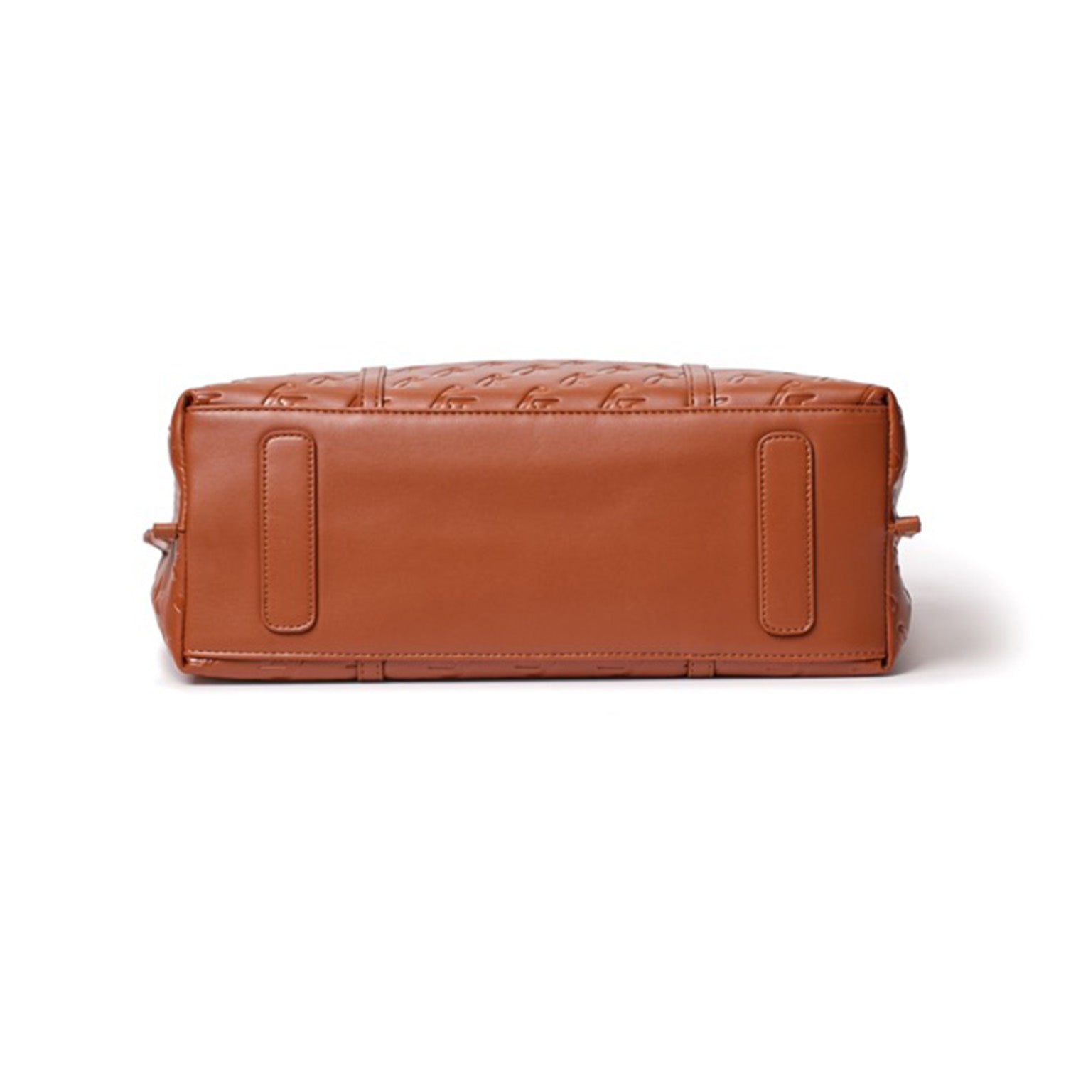 Brown XL monogram sleek tote bag featuring a smooth finish and spacious design for stylish everyday use.