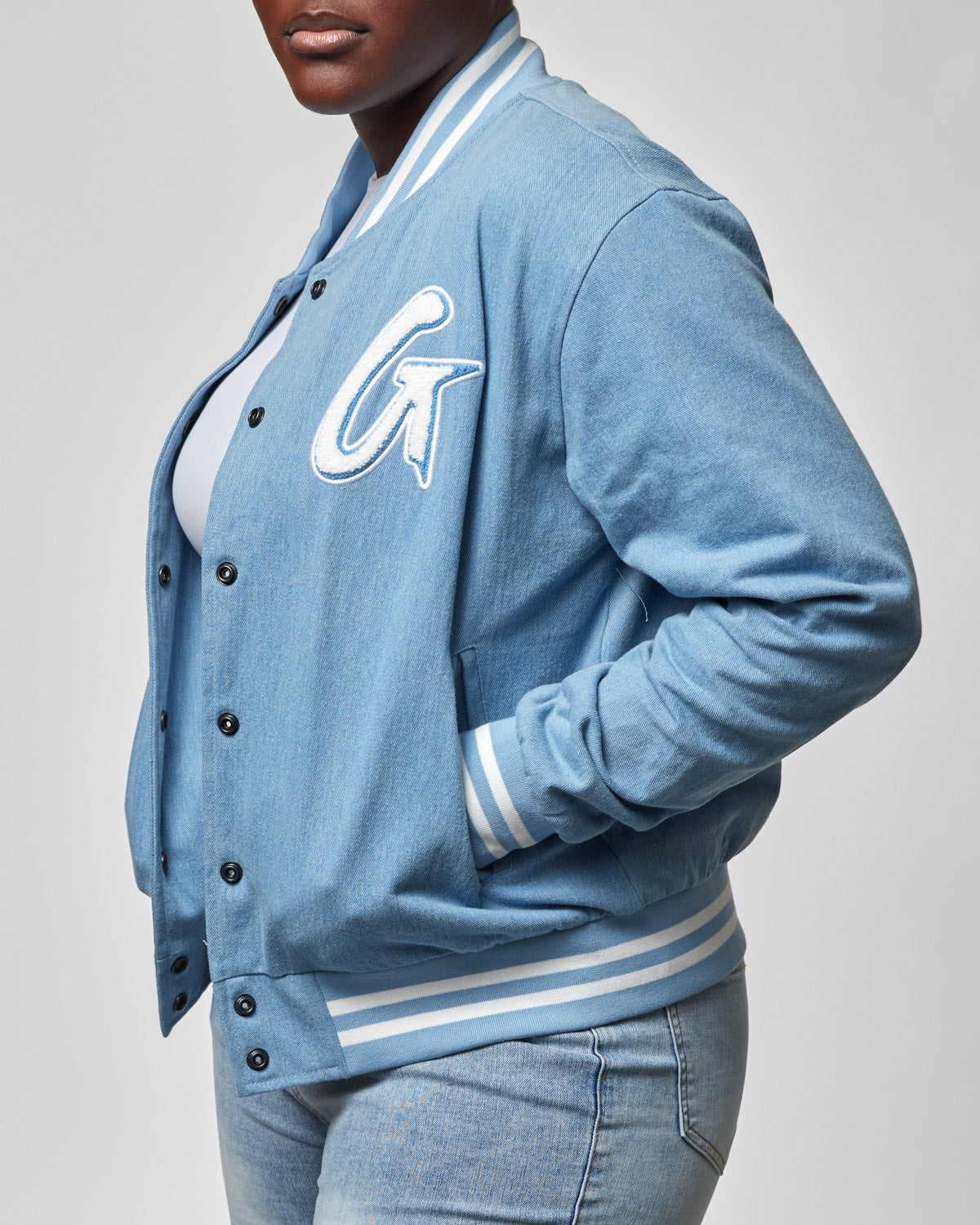 DENIM VARSITY JACKET