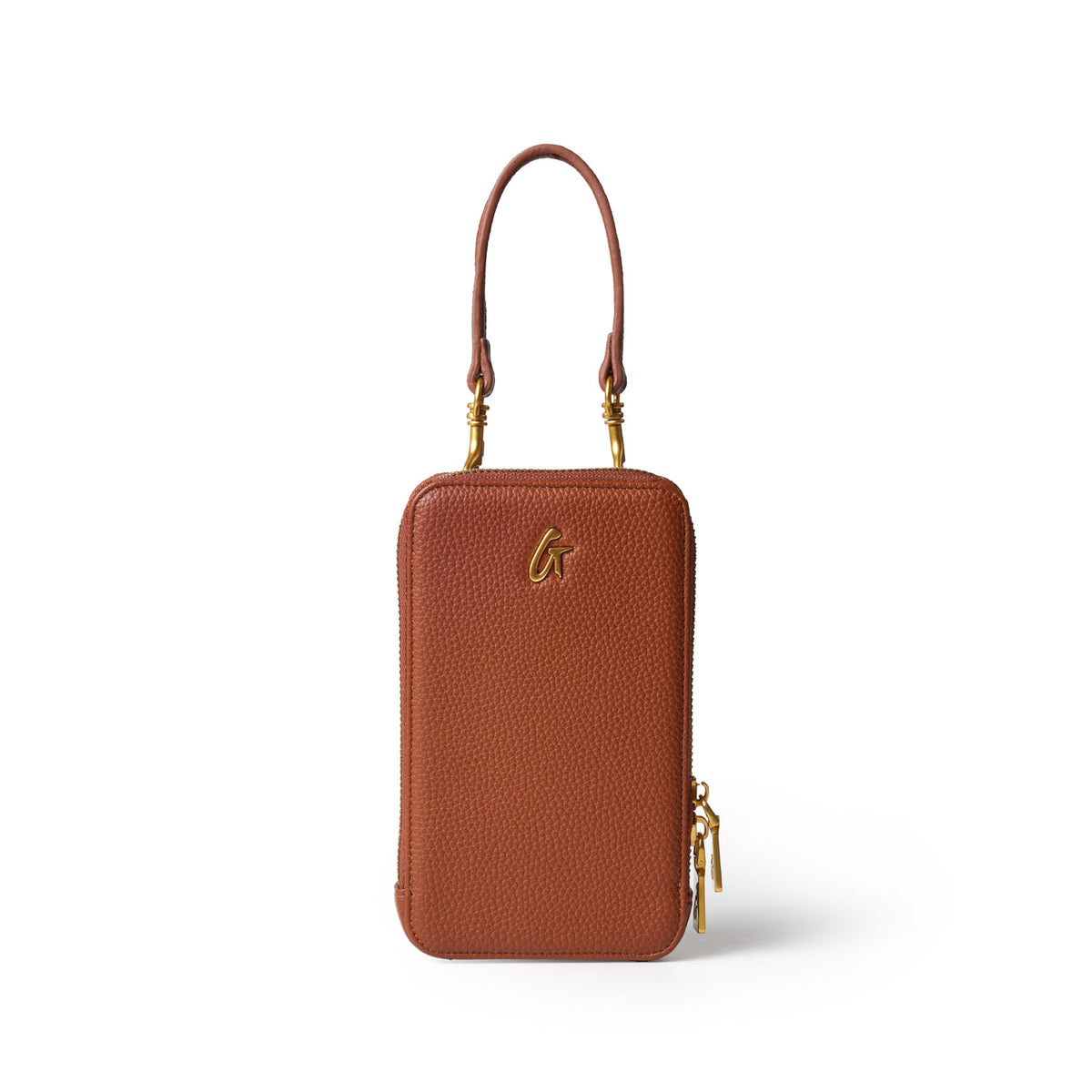 Pebble Phone Crossbody - Brown | Adjustable Strap | Zip