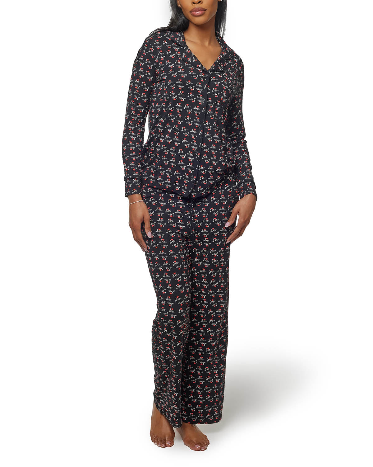I LOVE GAL PAJAMAS LONG - BLACK