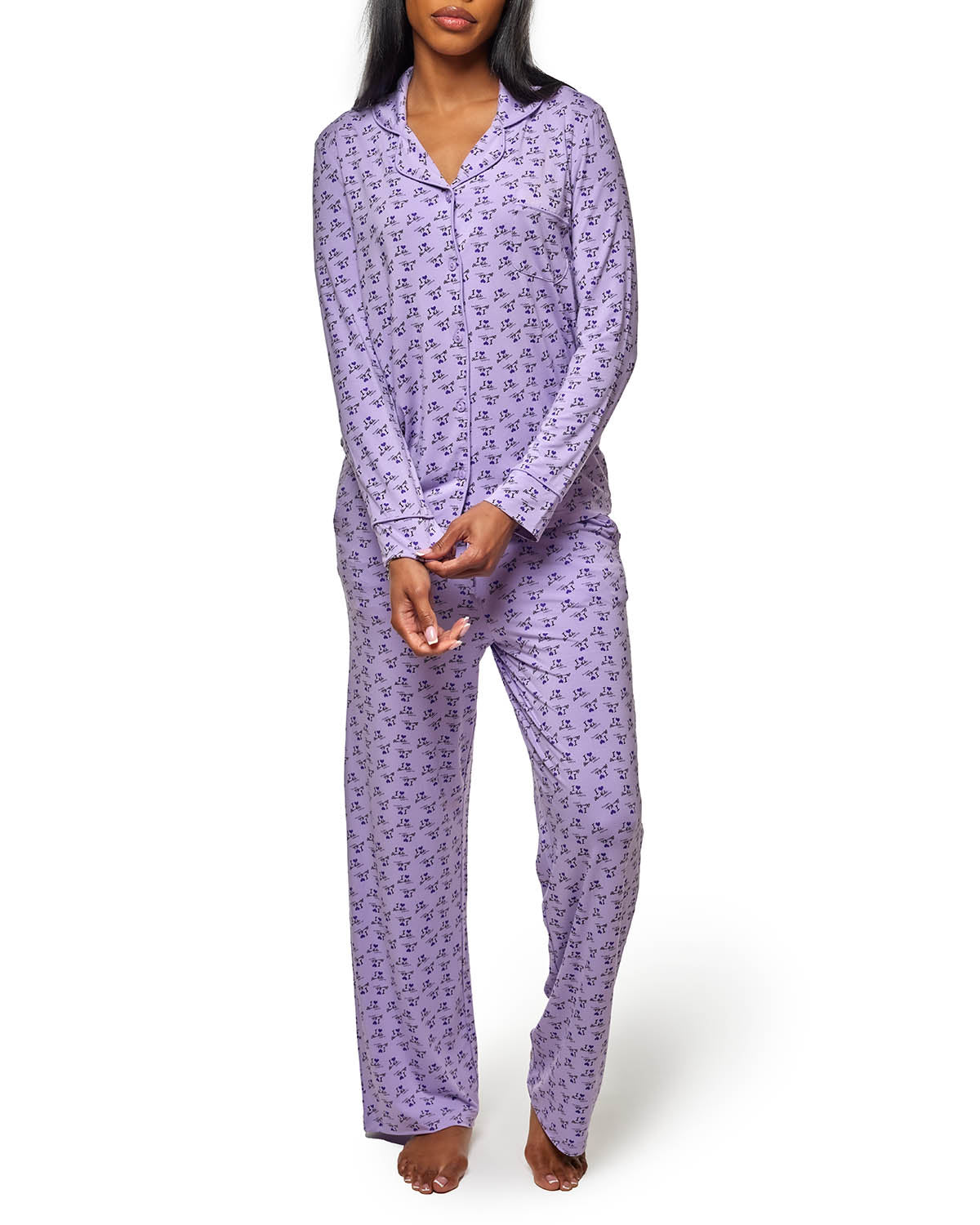 Ka na ta always pajama pants パープル I Love Gal Pajamas Standard | Purple | Cozy Button-Down Top