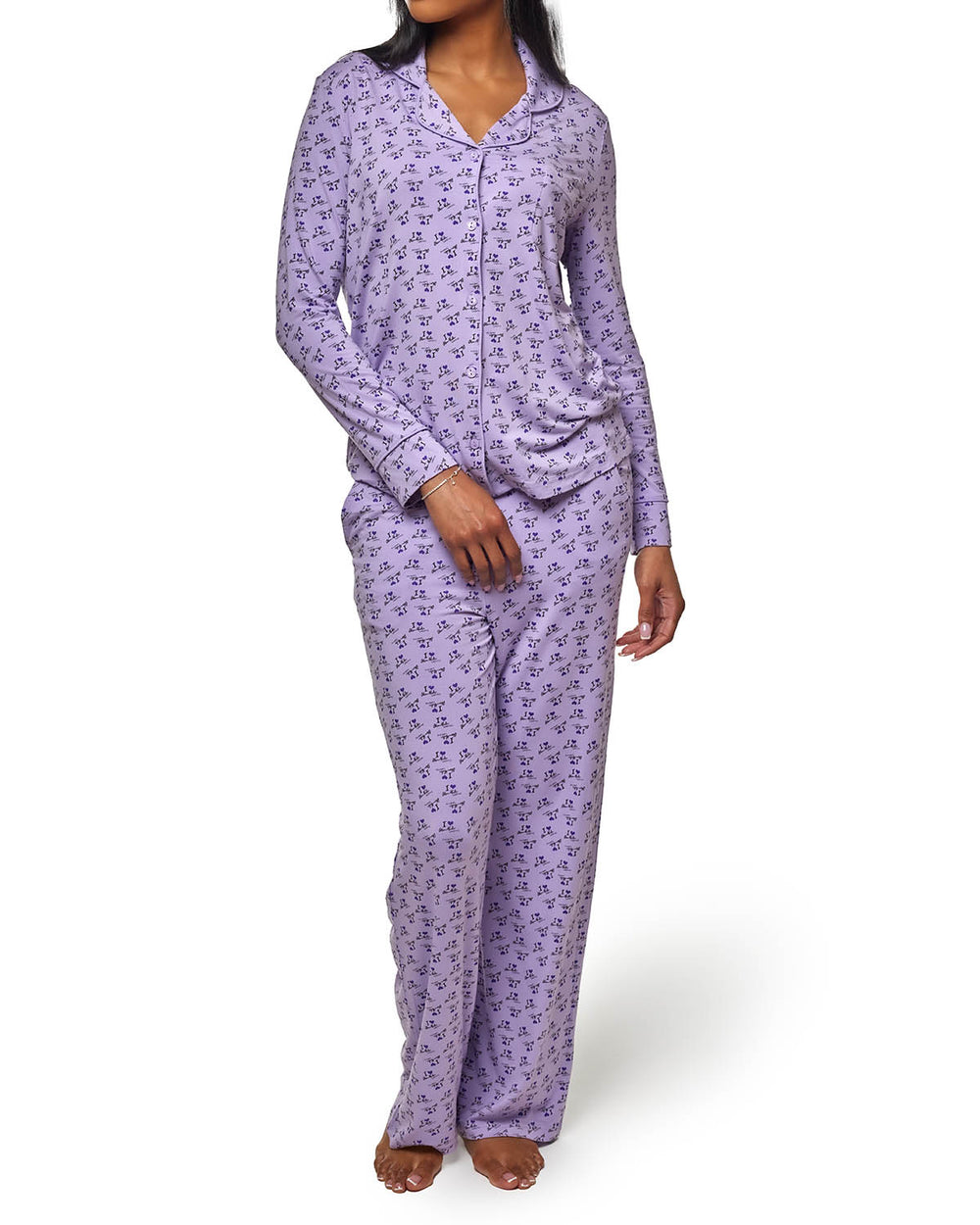 I Love Gal Pajamas Standard | Purple | Cozy Button-Down Top & Straight ...