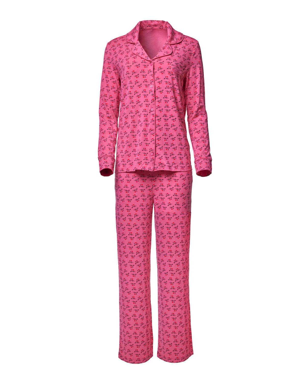 I LOVE GAL PAJAMAS LONG - HOT PINK