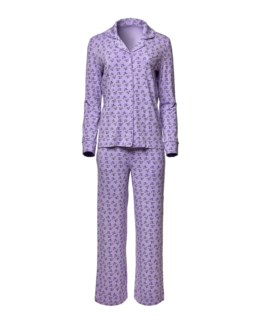 I Love Gal Pajamas Set - Purple | Button-Down Top & Straight-Leg Pants ...