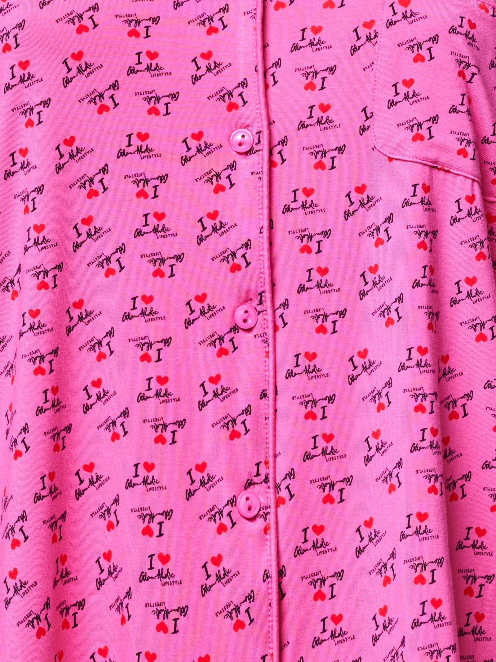 I LOVE GAL PAJAMAS LONG - HOT PINK