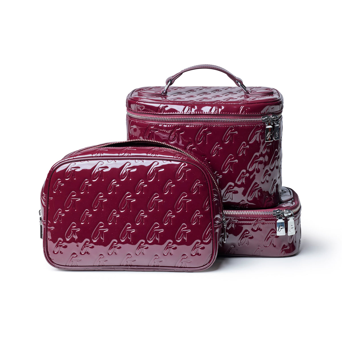 SMALL MONOGRAM TOILETRY BAG - MIRROR BURGUNDY