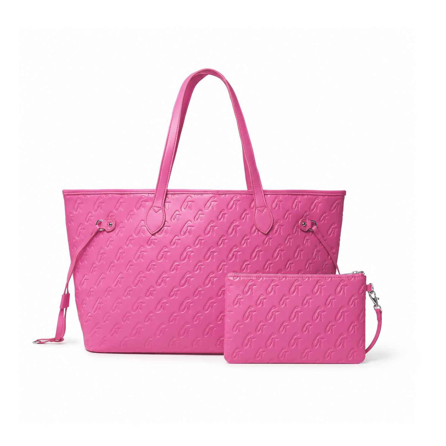 MONOGRAM GLAM TOTE WITH WRISTLET - HOT PINK