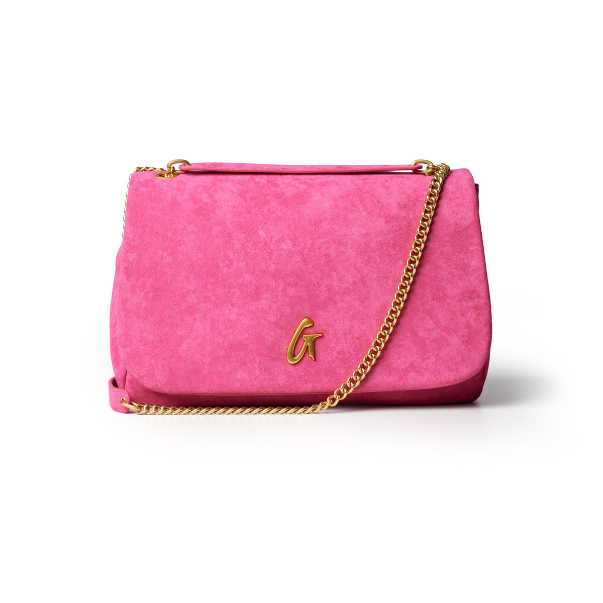 Medium Suede Flap Bag | Hot Pink | Vegan Suede | 3 Compartments