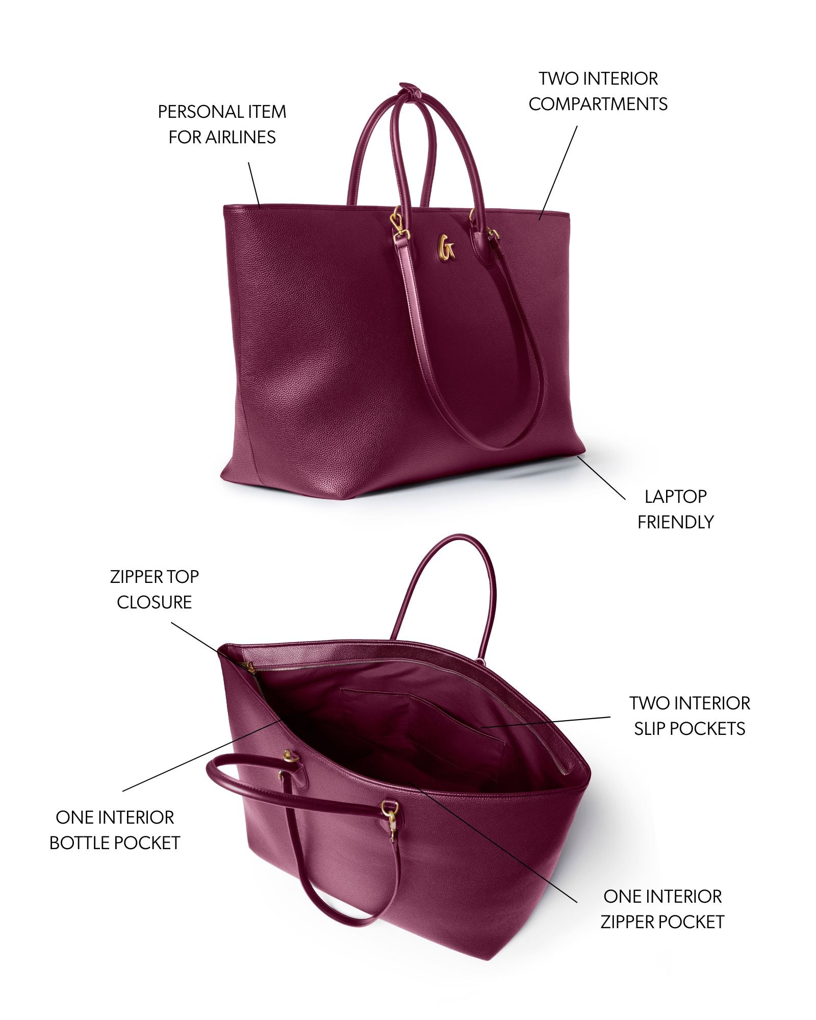 Jumbo Pebble Tote Bag | Burgundy | Premium Vegan Leather | Glam