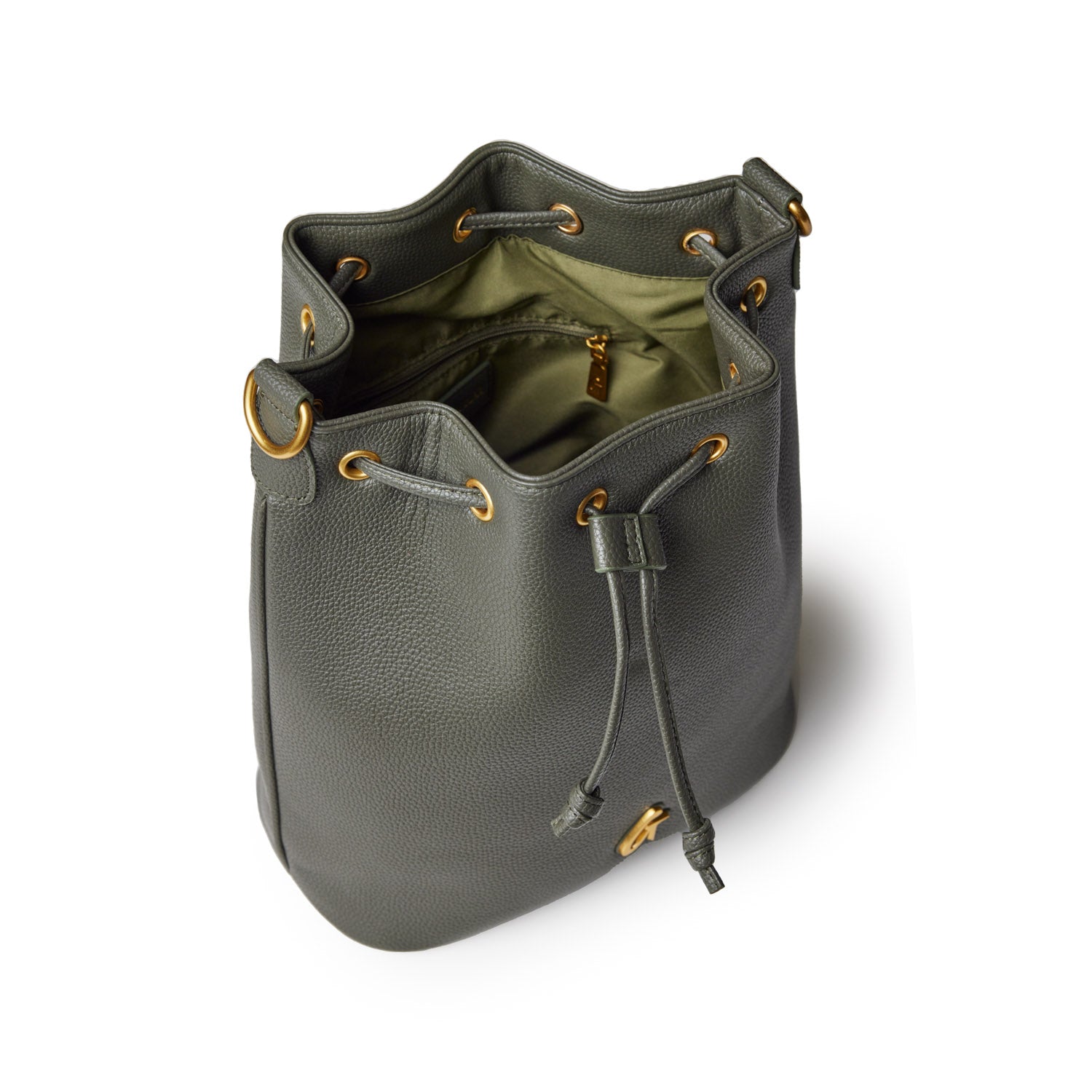 PEBBLE LARGE BUCKET BAG OLIVE GREEN