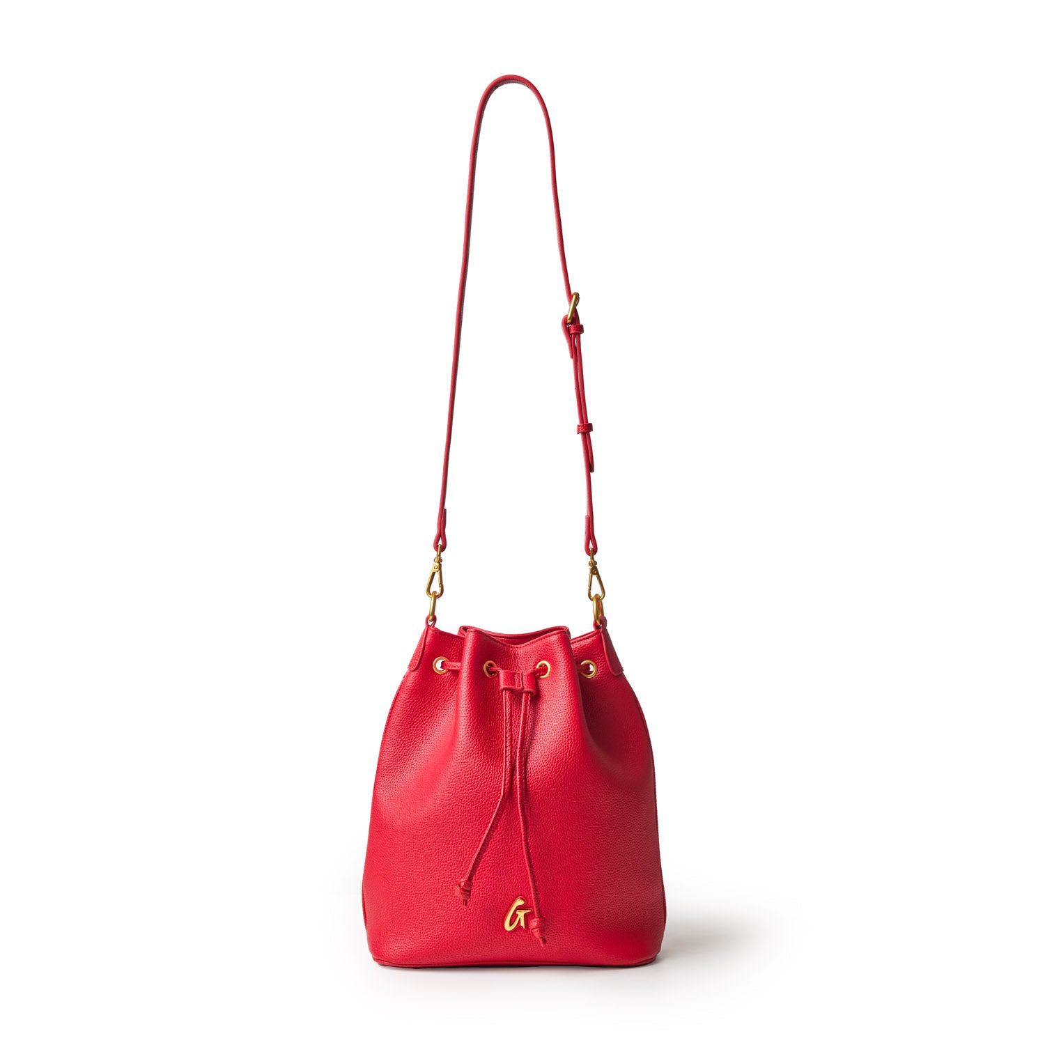 PEBBLE LARGE BUCKET BAG RED