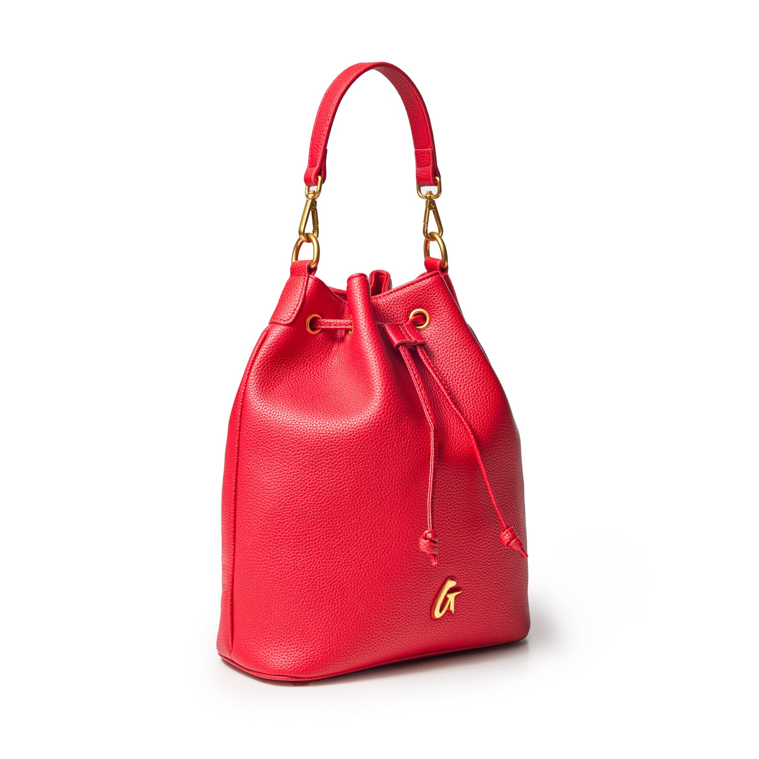 PEBBLE LARGE BUCKET BAG RED