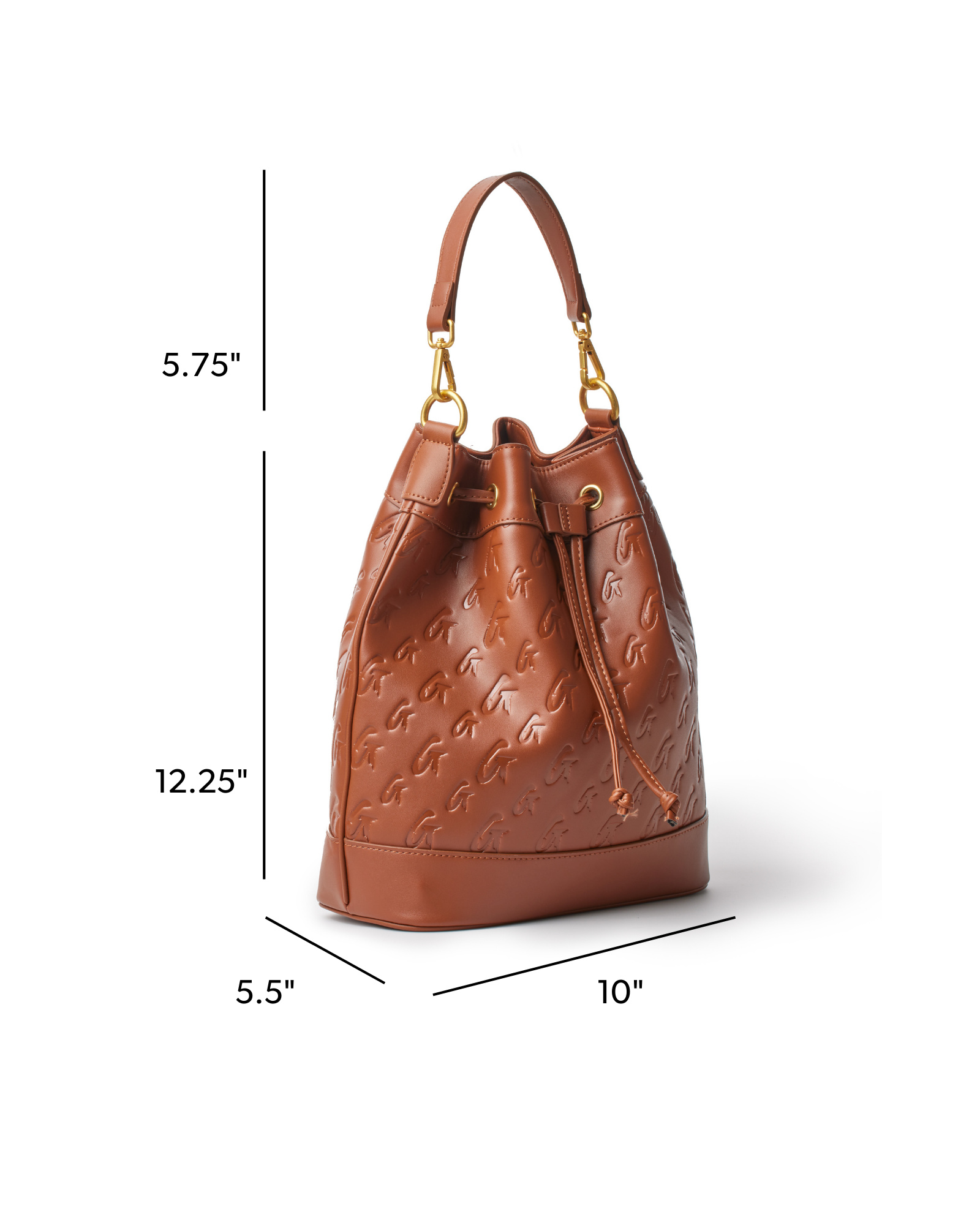 LARGE MONOGRAM BUCKET BAG - BROWN