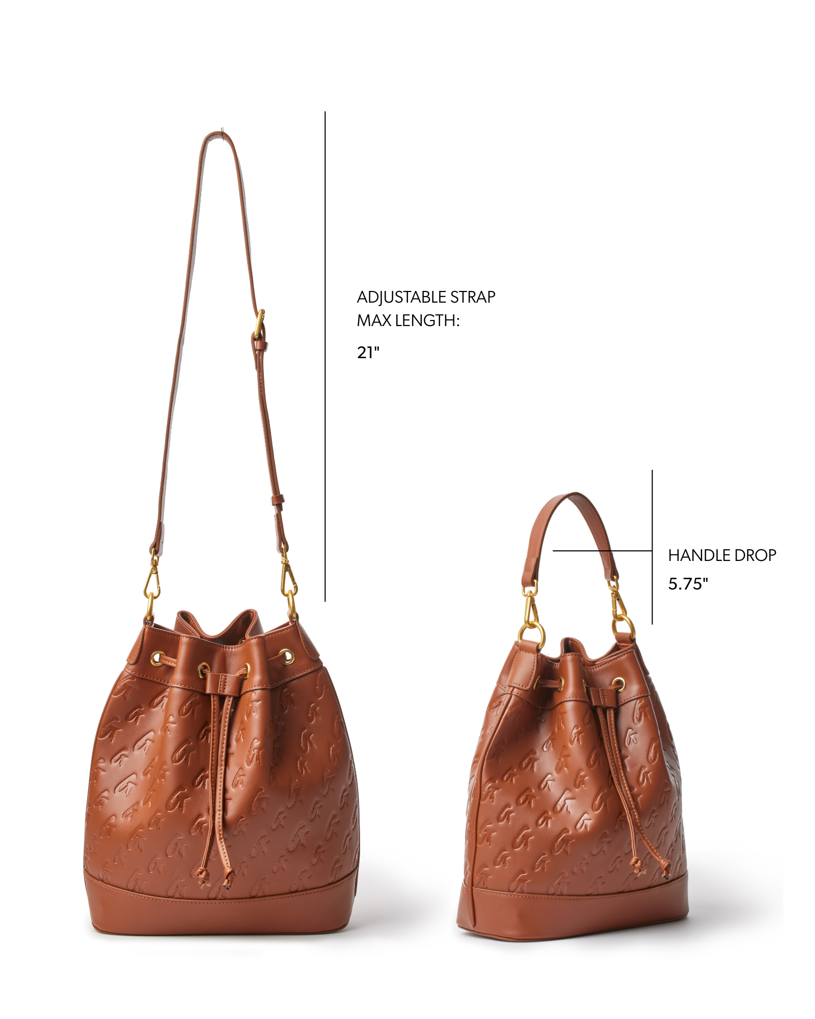LARGE MONOGRAM BUCKET BAG - BROWN