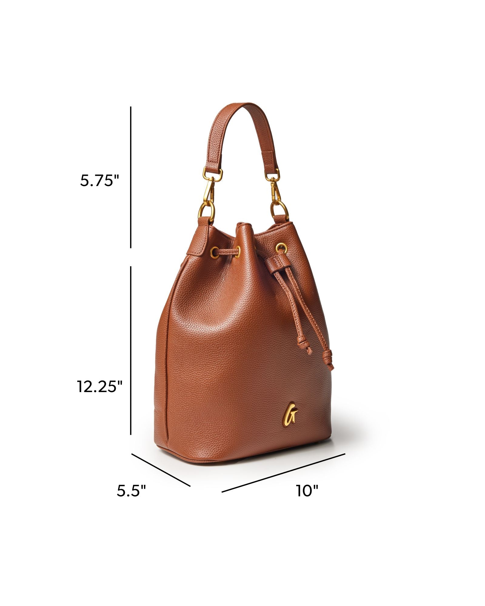 PEBBLE LARGE BUCKET BAG BROWN - Spacious Vegan Leather Crossbody