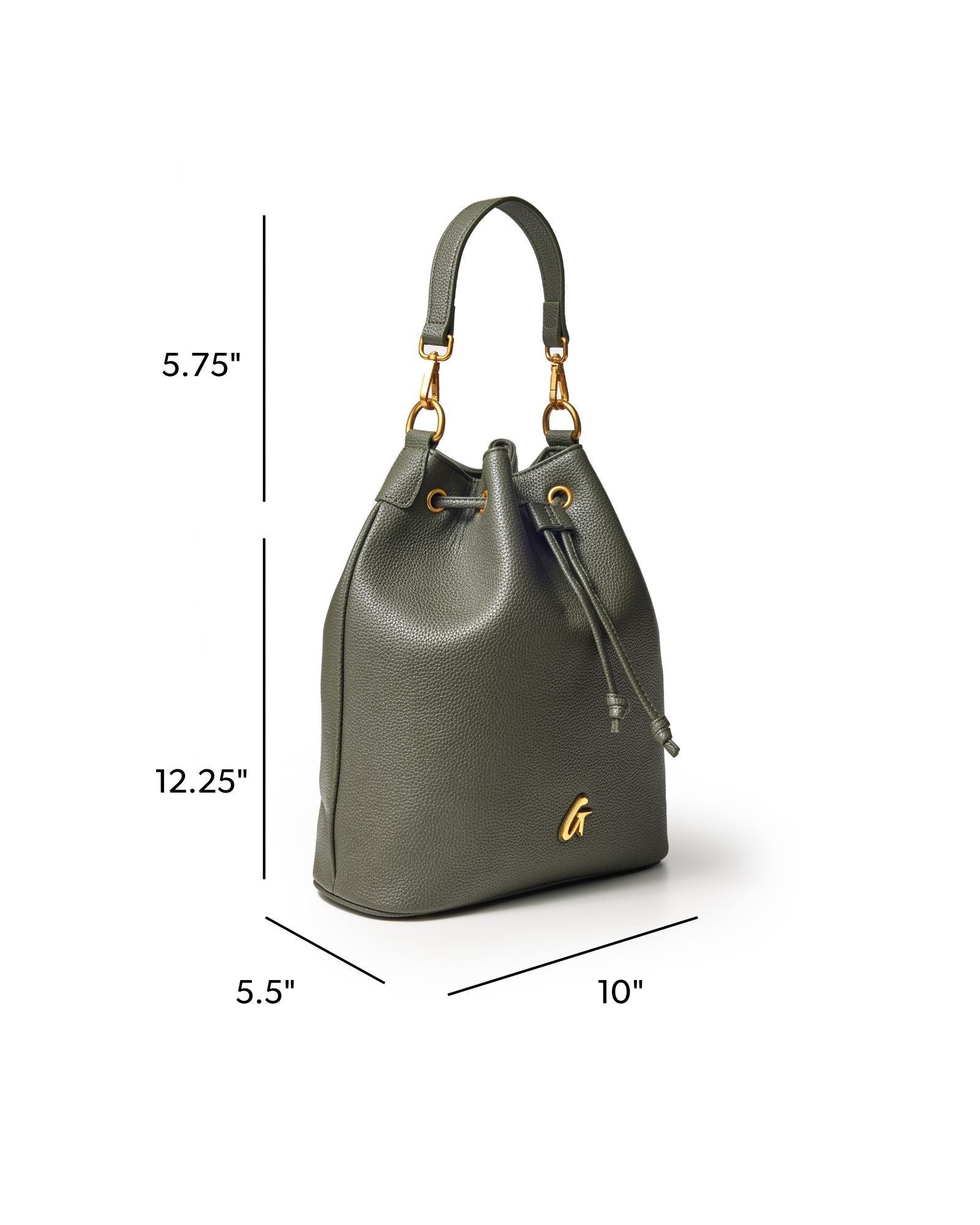 LARGE PEBBLE BUCKET BAG - OLIVE GREEN