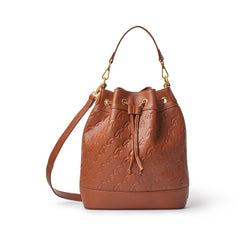 LARGE MONOGRAM BUCKET BAG - BROWN