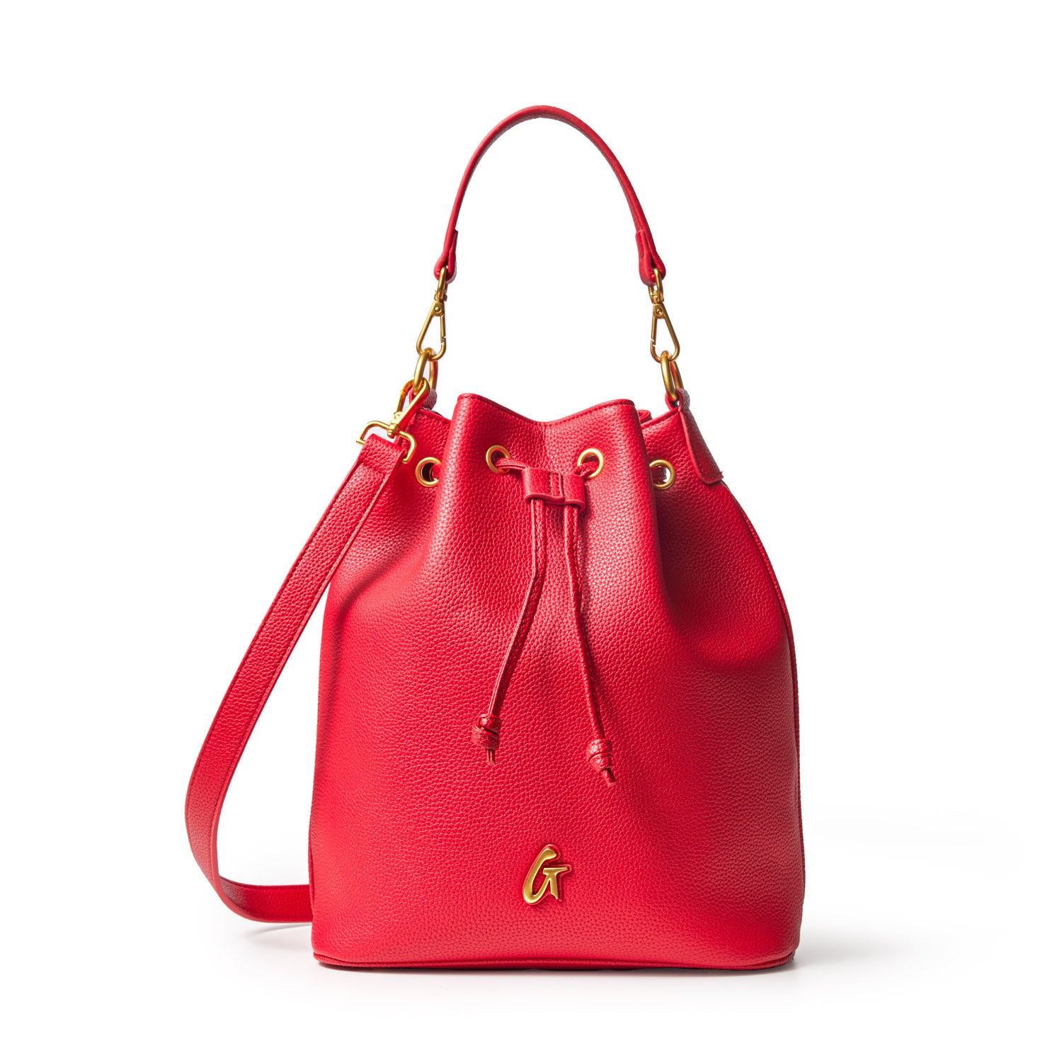 PEBBLE LARGE BUCKET BAG RED