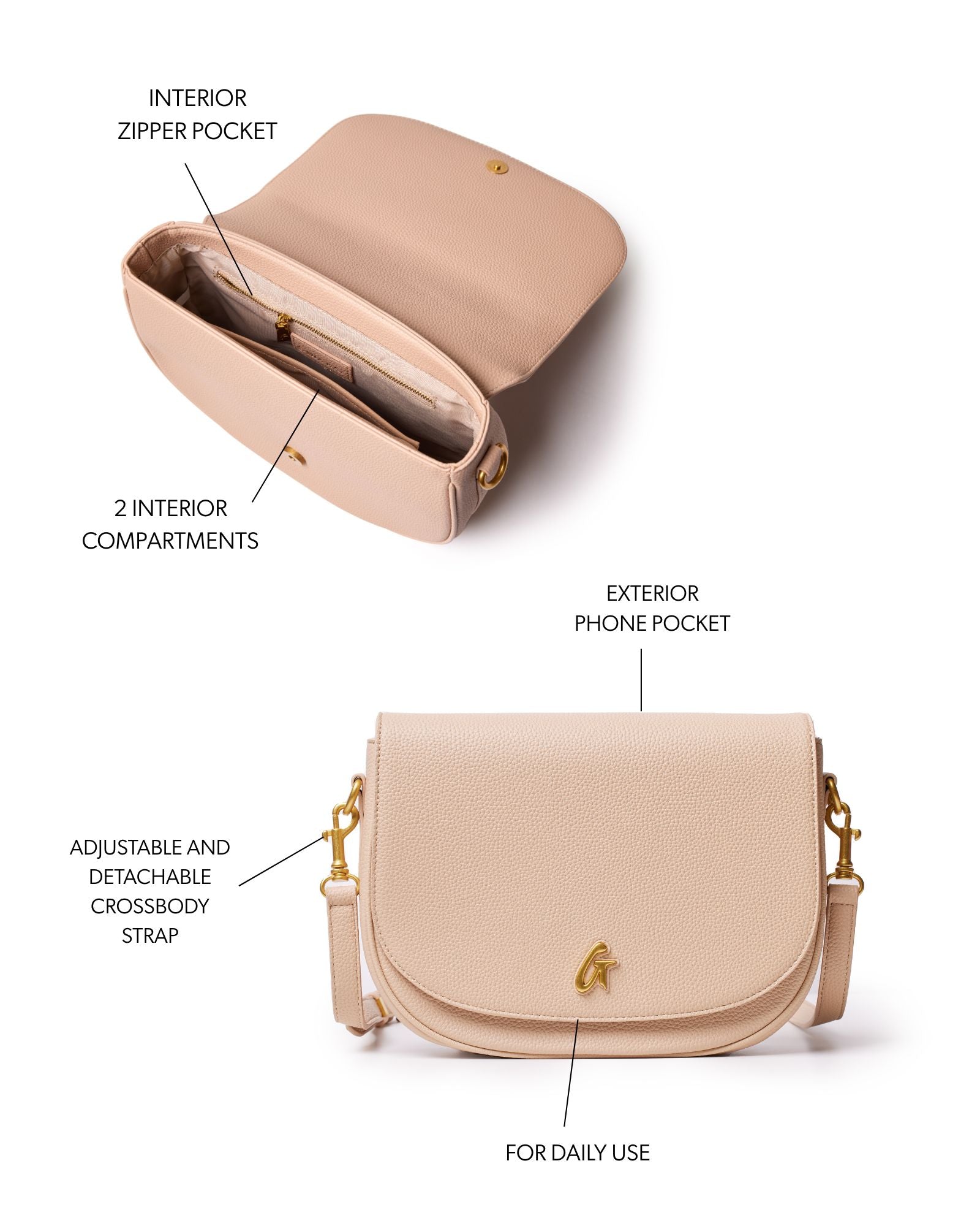 Glam-Aholic Lifestyle: Nude Large Pebble Shoulder Bag - Vegan