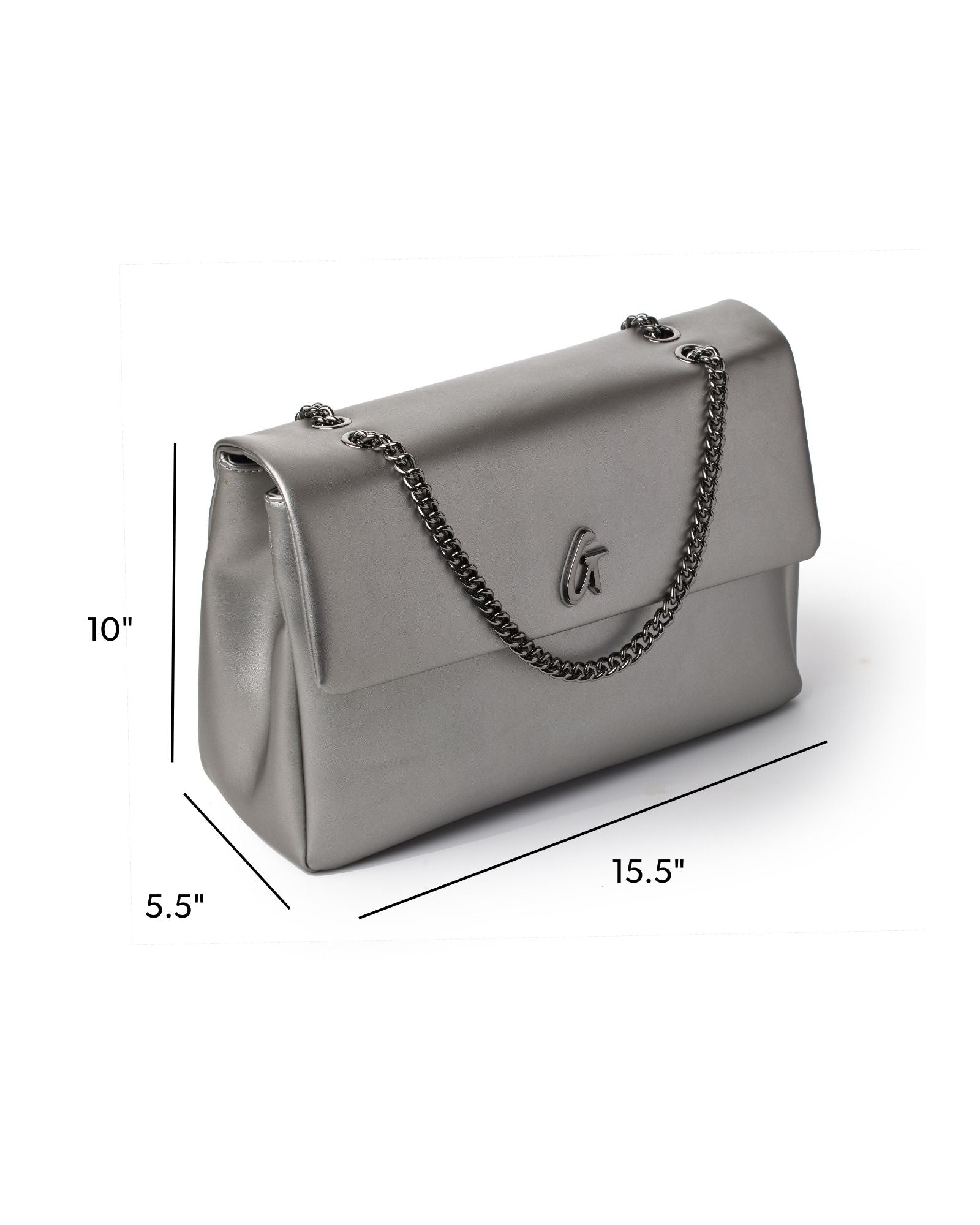 Glam-Aholic Lifestyle Platinum Vegan Leather Flap Bag - Luxury for