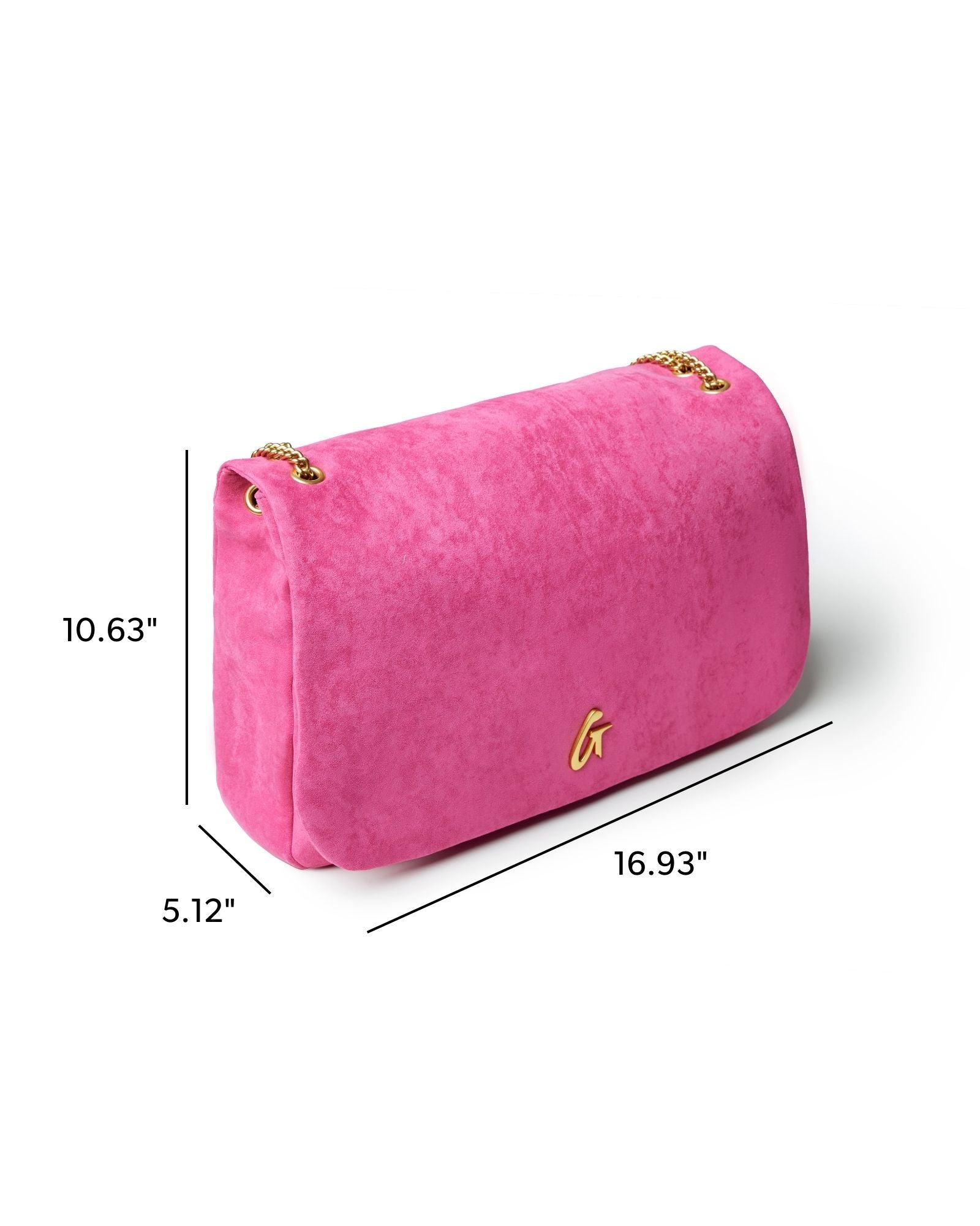 Large Suede Flap Bag - Hot Pink | Vegan Suede | 3 Interior