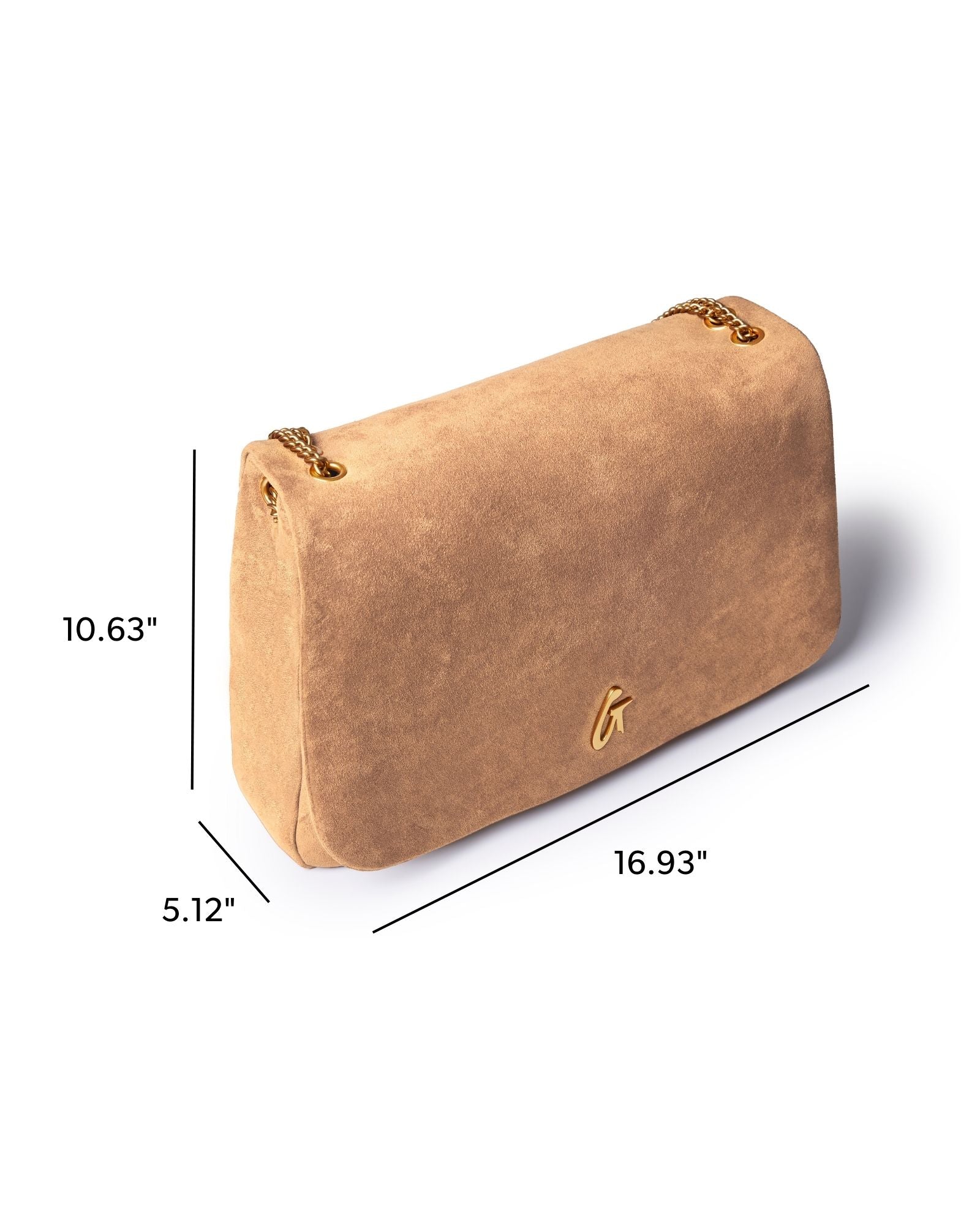 Large Suede Flap Bag - Tan | Vegan Suede | 3 Interior Compartments