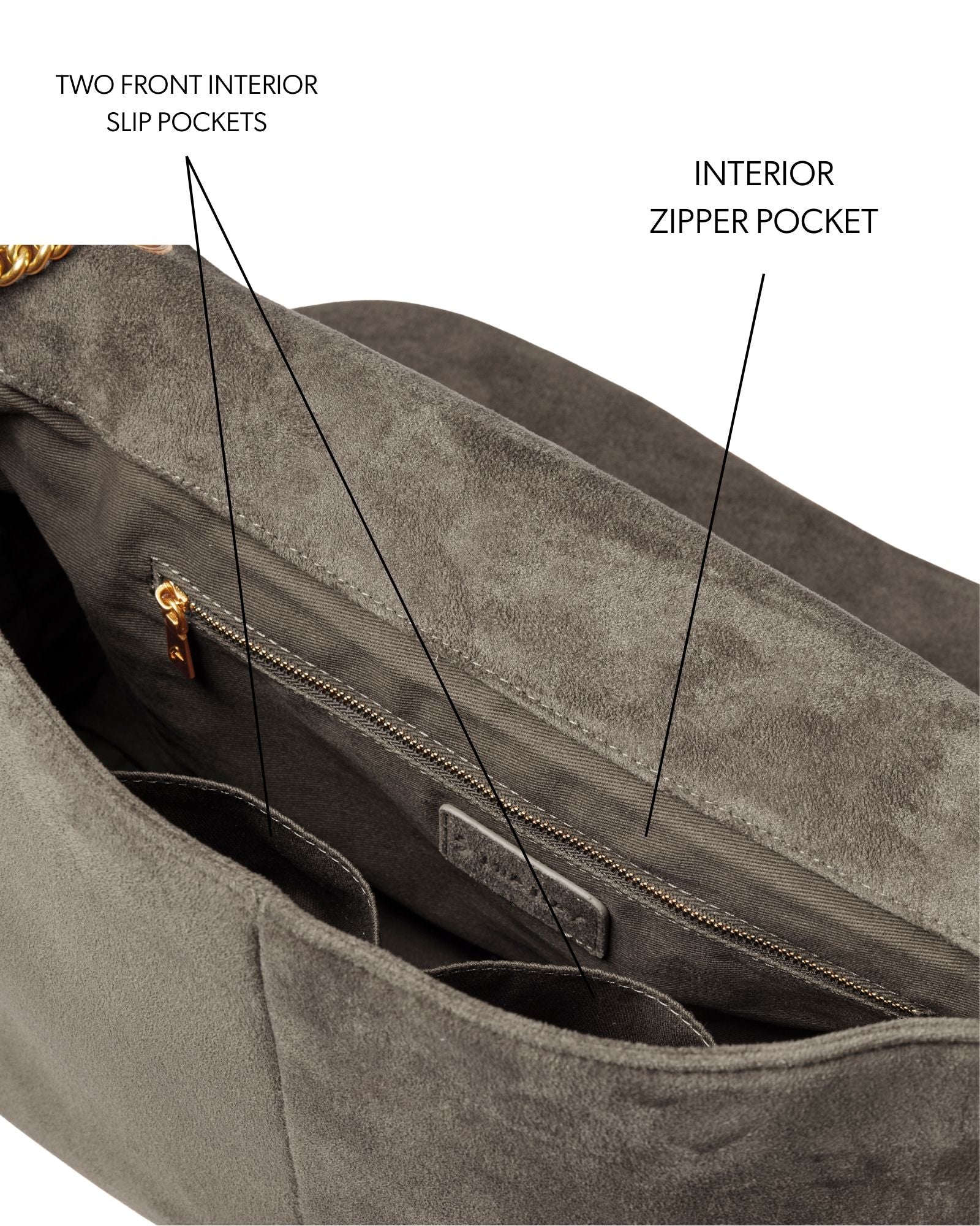 Large Suede Flap Bag | Olive Green | Vegan Suede | 3 Compartments